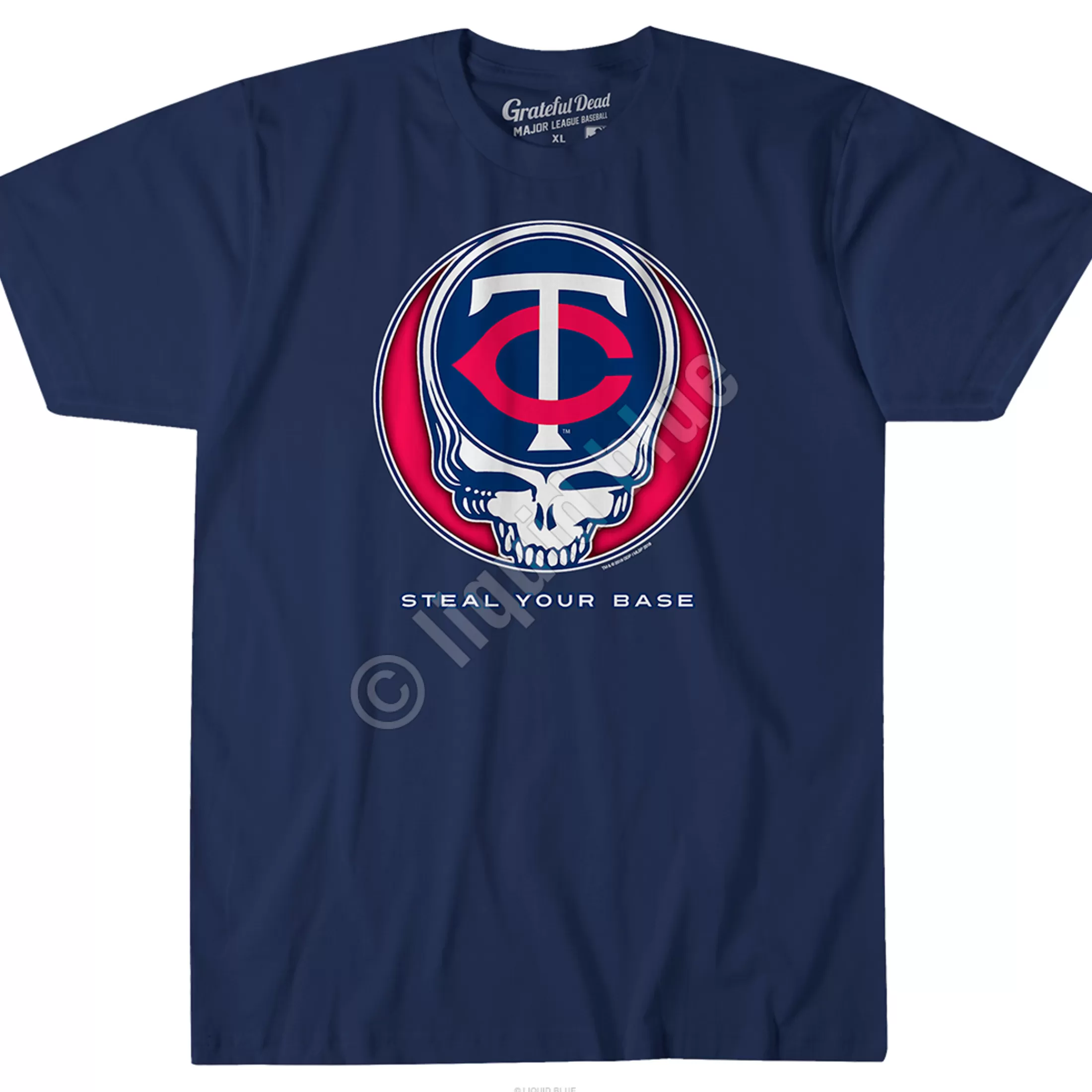 Athletic T-Shirt | Minnesota Twins<Liquid Blue Minnesota Twins Steal Your Base Navy Athletic T-Shirt