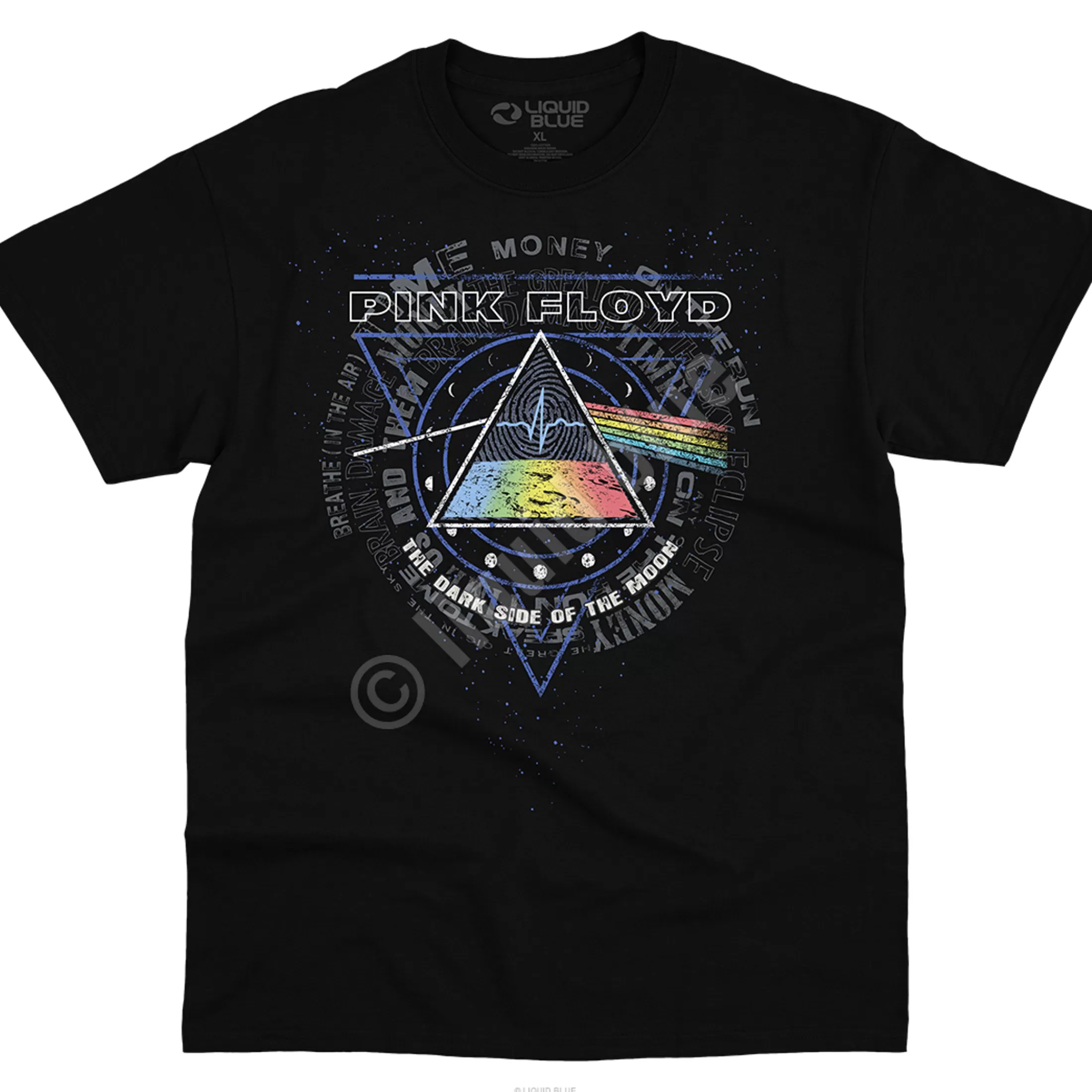 T-Shirt | Pink Floyd<Liquid Blue Moon Phase Black T-Shirt