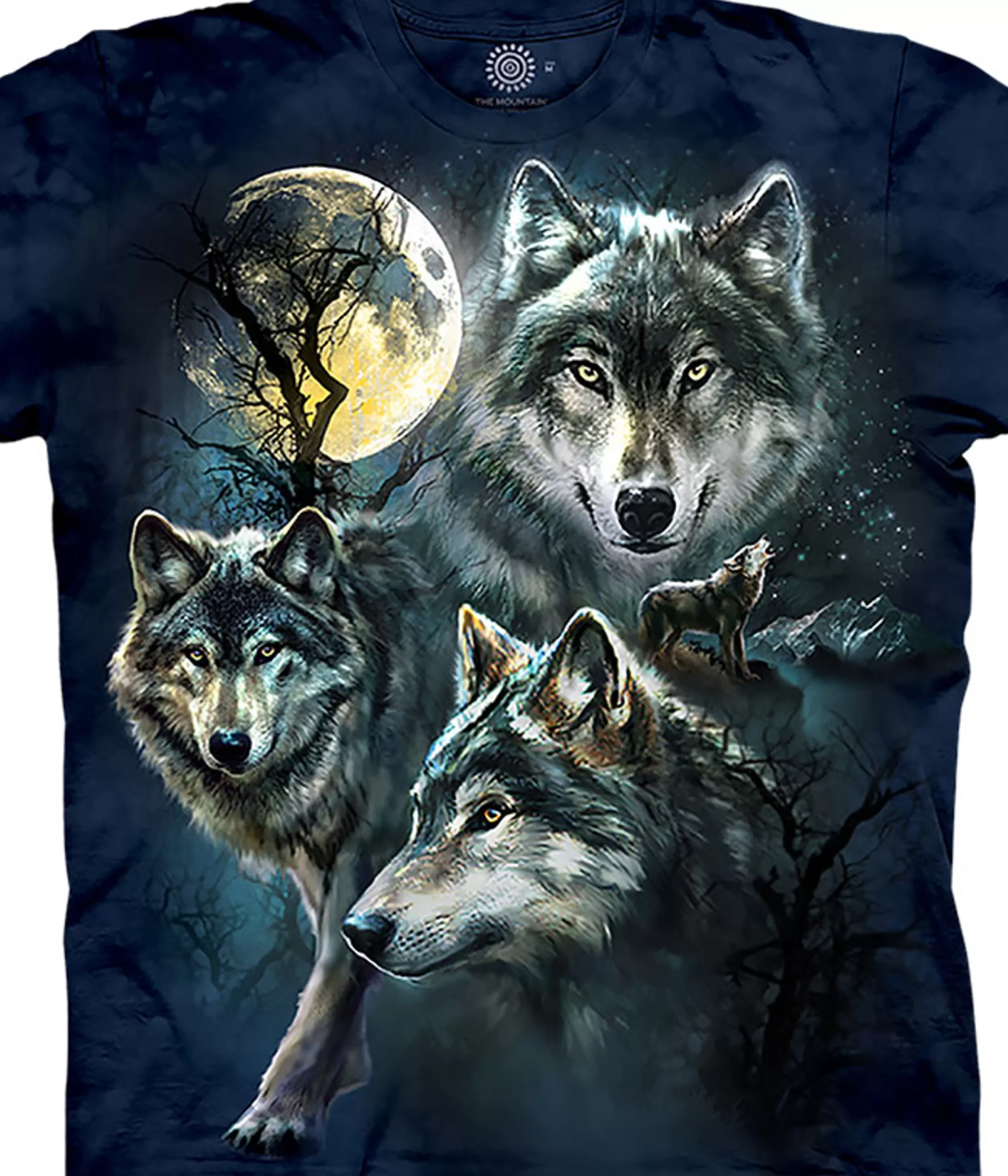 T-Shirt | Wolf Shirt Collection<Liquid Blue Moon Wolves Collage Classic Cotton T-Shirt