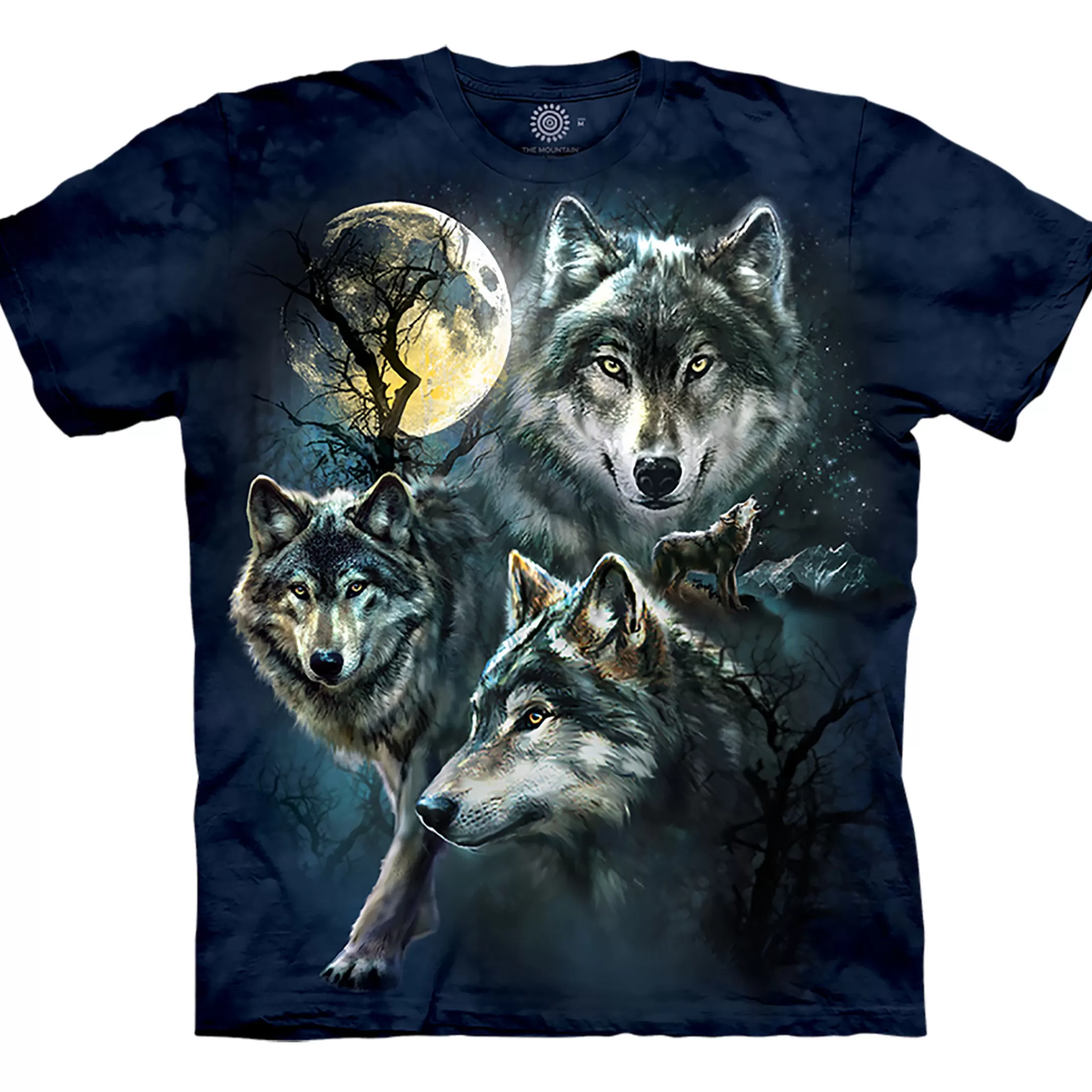 T-Shirt | Wolf Shirt Collection<Liquid Blue Moon Wolves Collage Classic Cotton T-Shirt