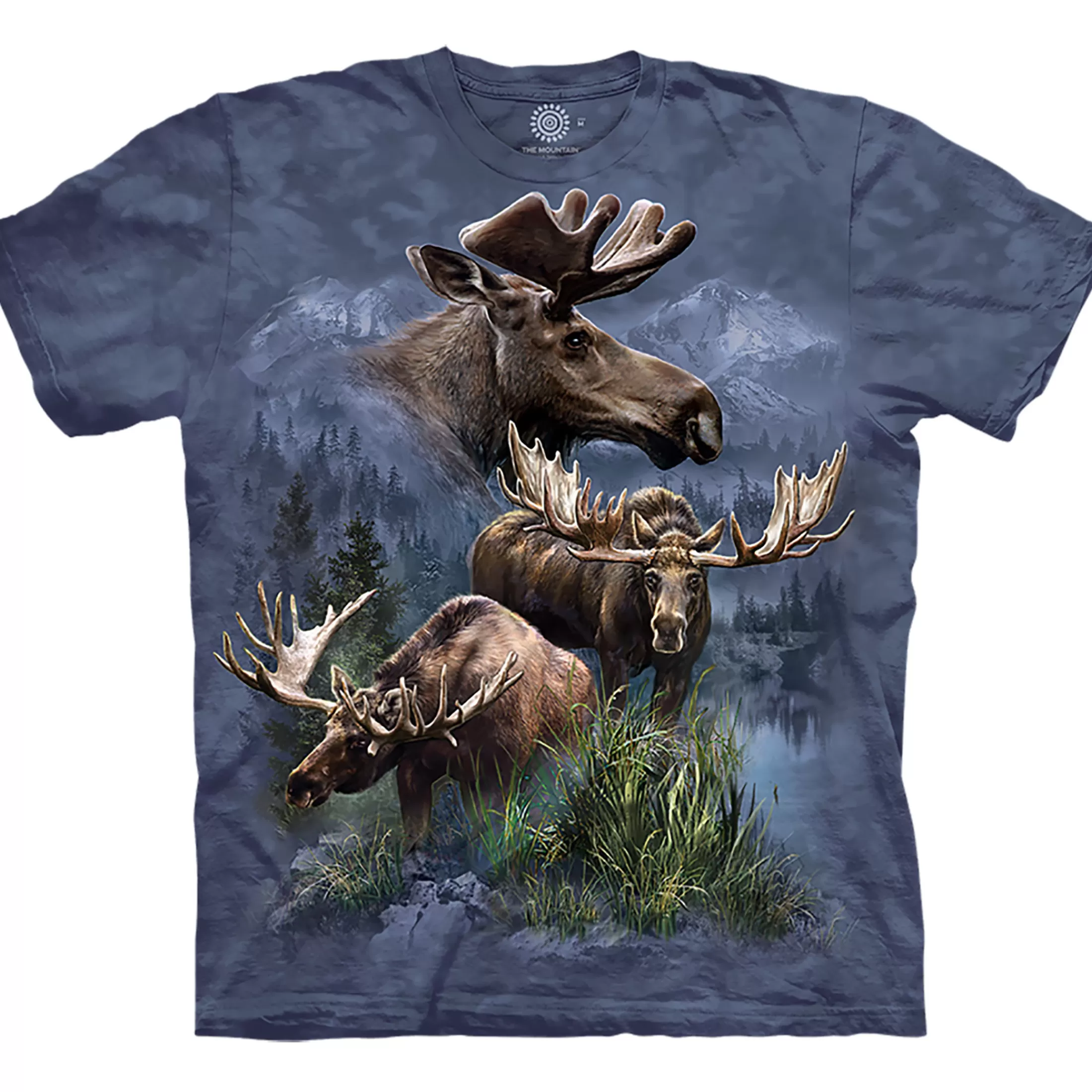 T-Shirt | North American Animals<Liquid Blue Moose Collage Classic Cotton T-Shirt