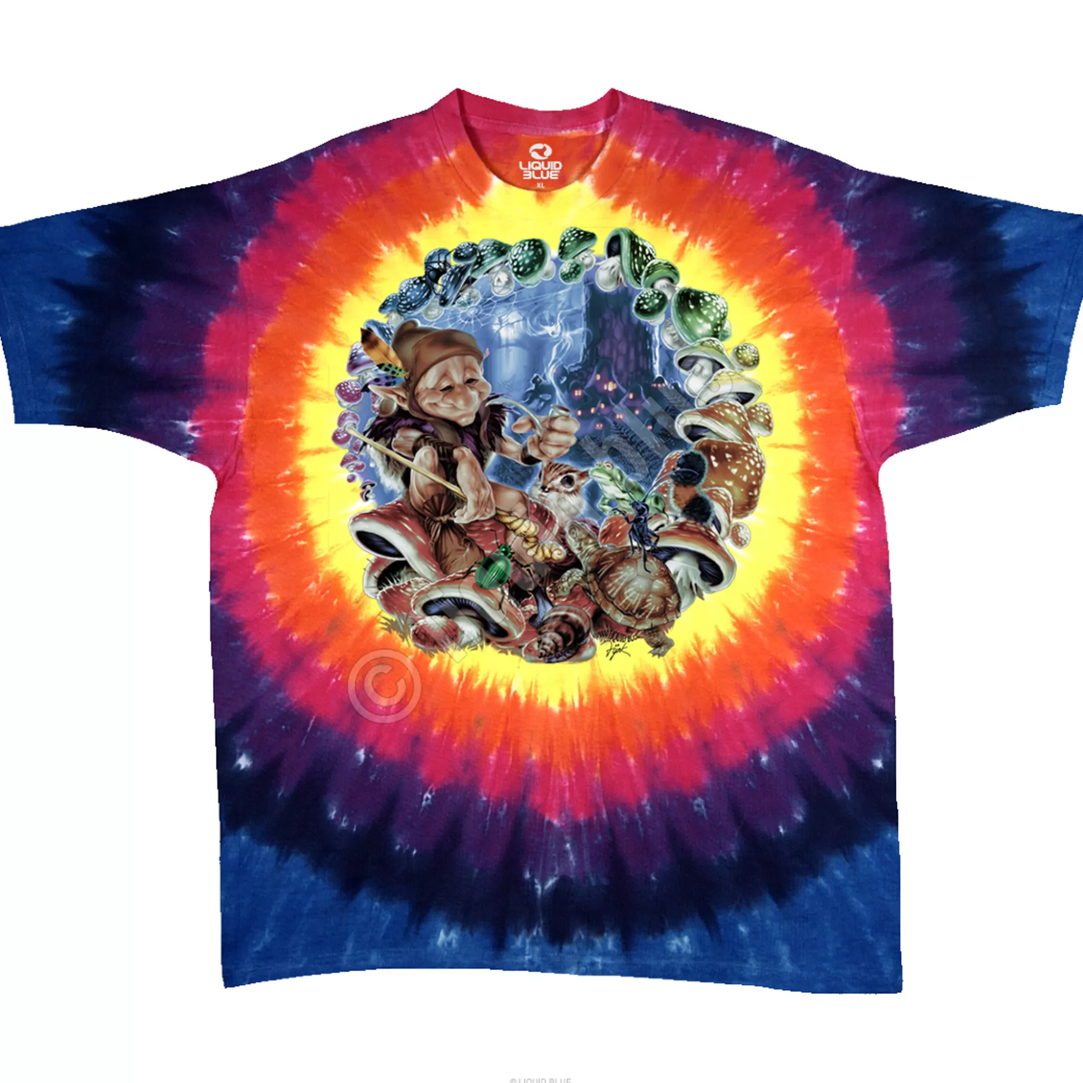 T-Shirt | Light Fantasy<Liquid Blue Mushroom Elf Tie-Dye T-Shirt