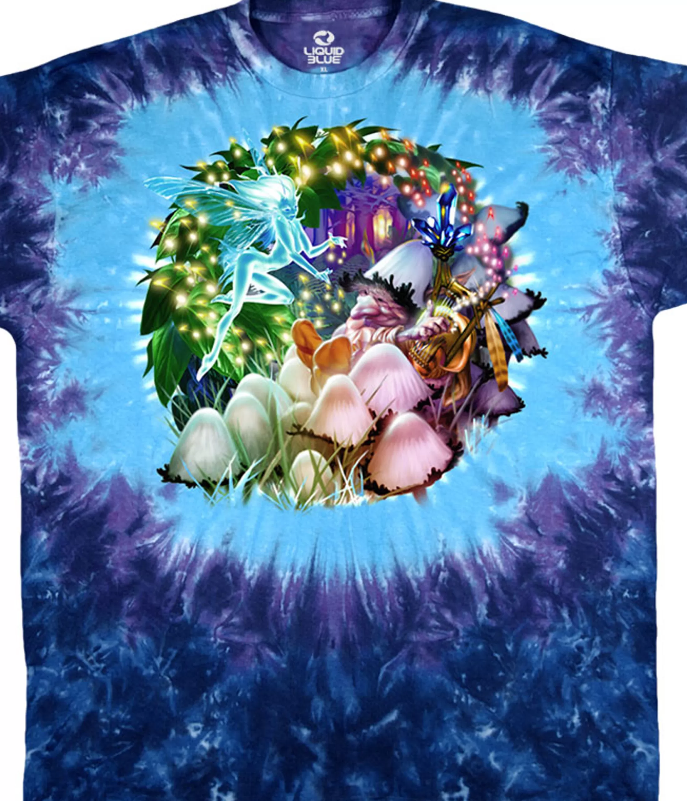 T-Shirt | Light Fantasy<Liquid Blue Mushroom Garden Tie-Dye T-Shirt