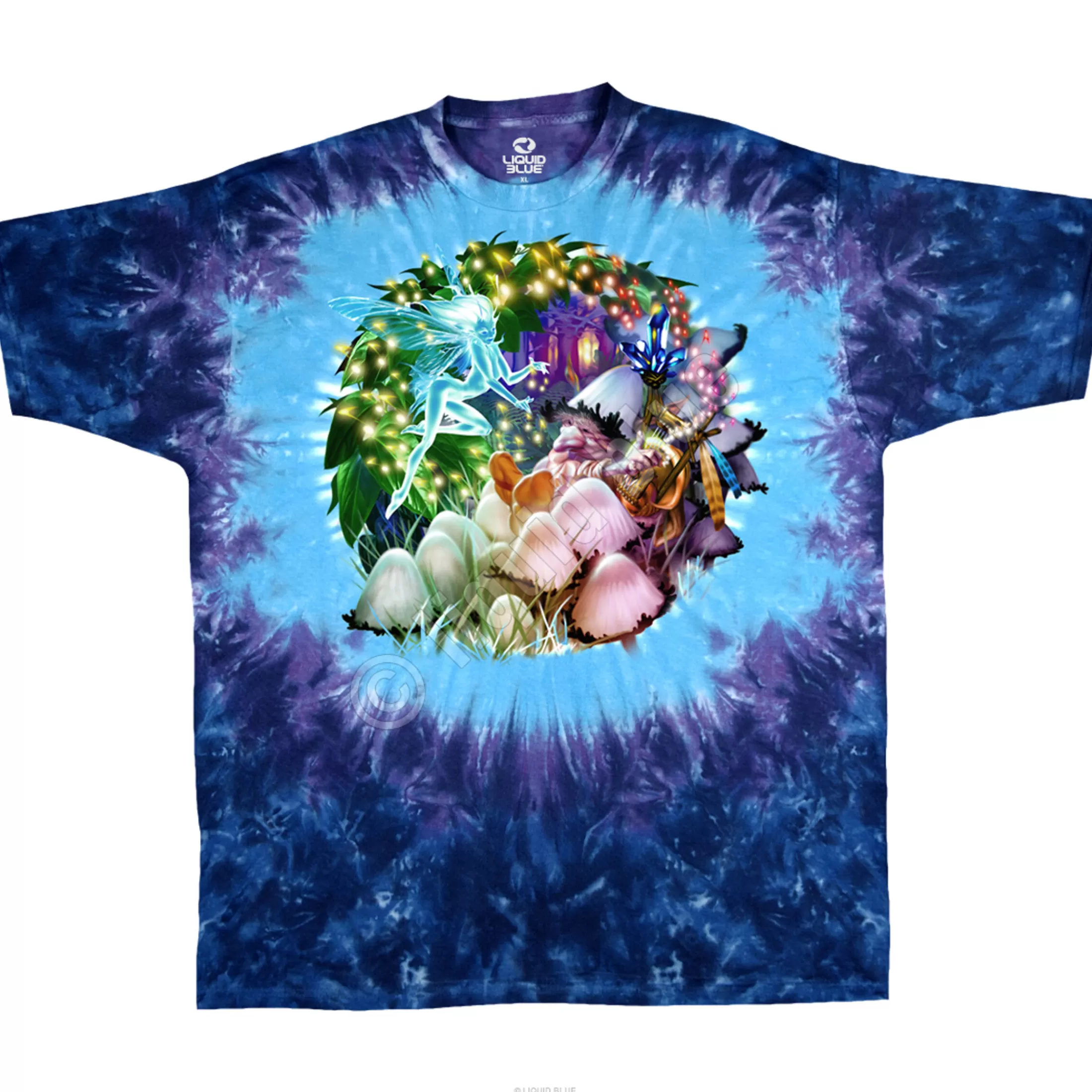 T-Shirt | Light Fantasy<Liquid Blue Mushroom Garden Tie-Dye T-Shirt