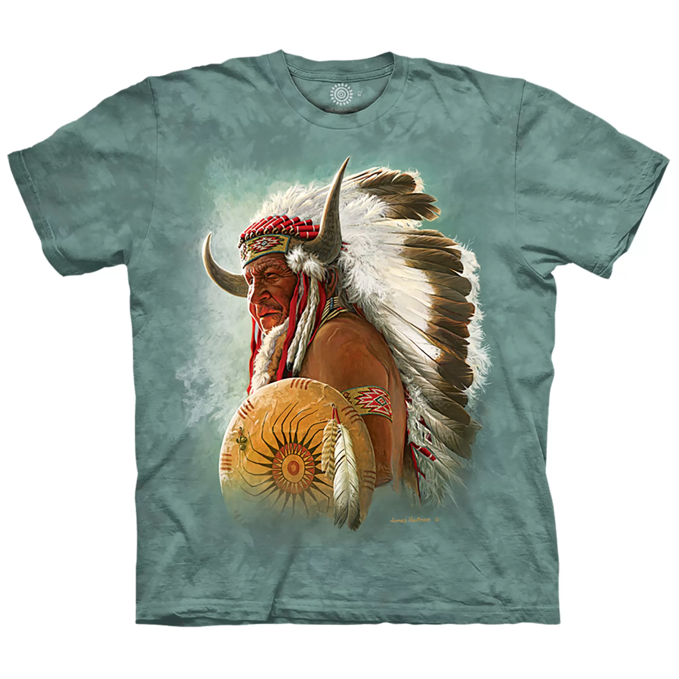 T-Shirt | Native American<Liquid Blue Native American Portrait Classic Cotton T-Shirt