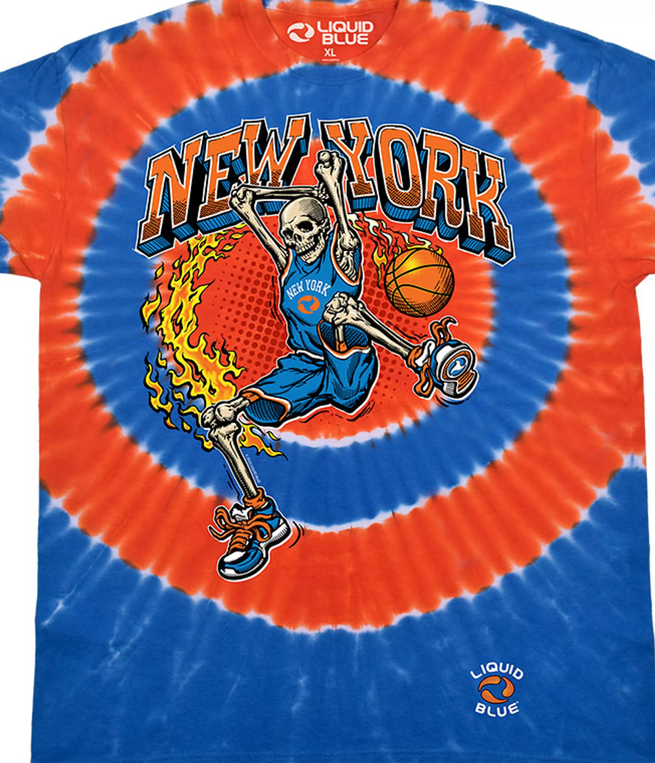 T-Shirt | Basketball<Liquid Blue New York Dunker Basketball Skeleton Tie-Dye T-Shirt