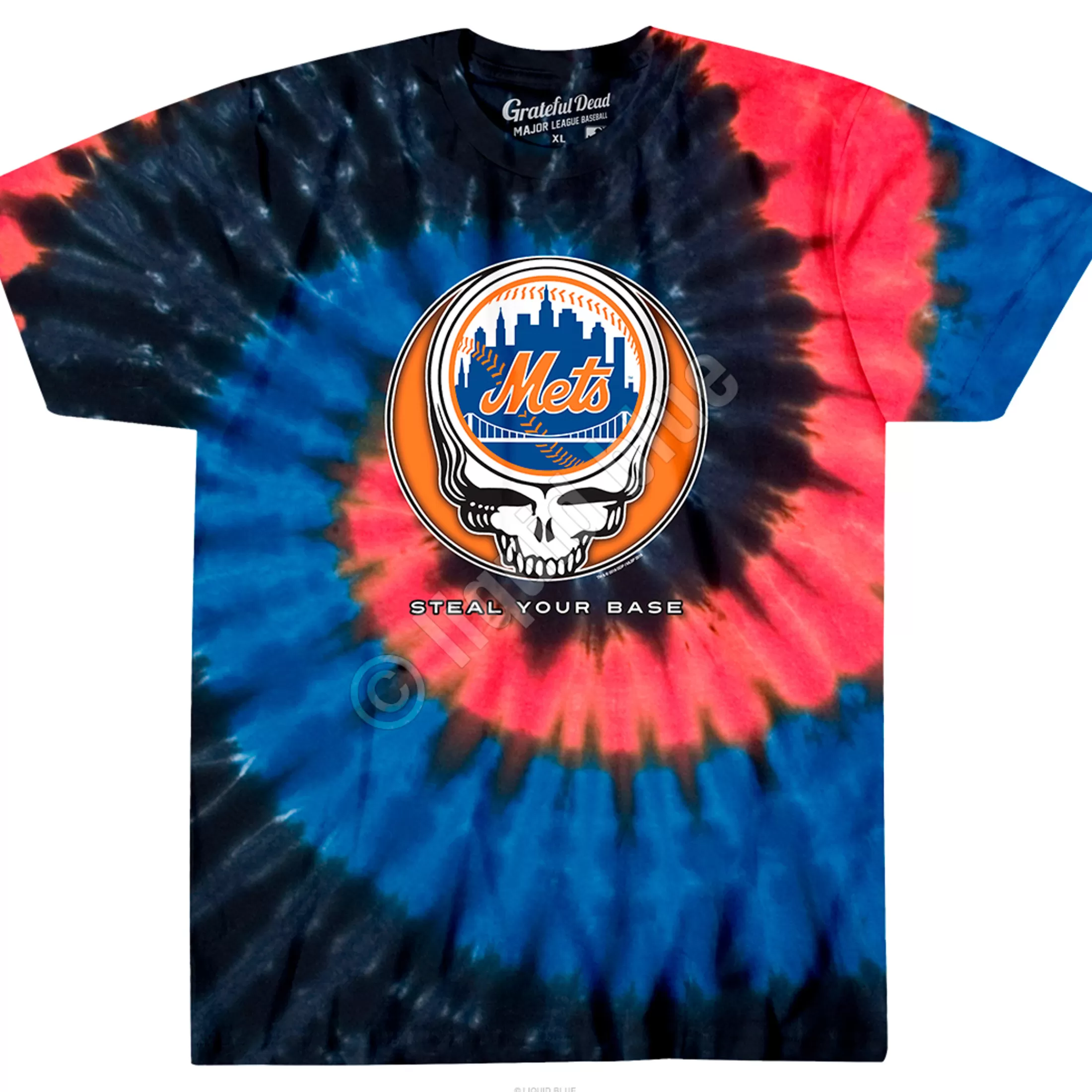 T-Shirt | New York Mets<Liquid Blue New York Mets Steal Your Base Tie-Dye T-Shirt