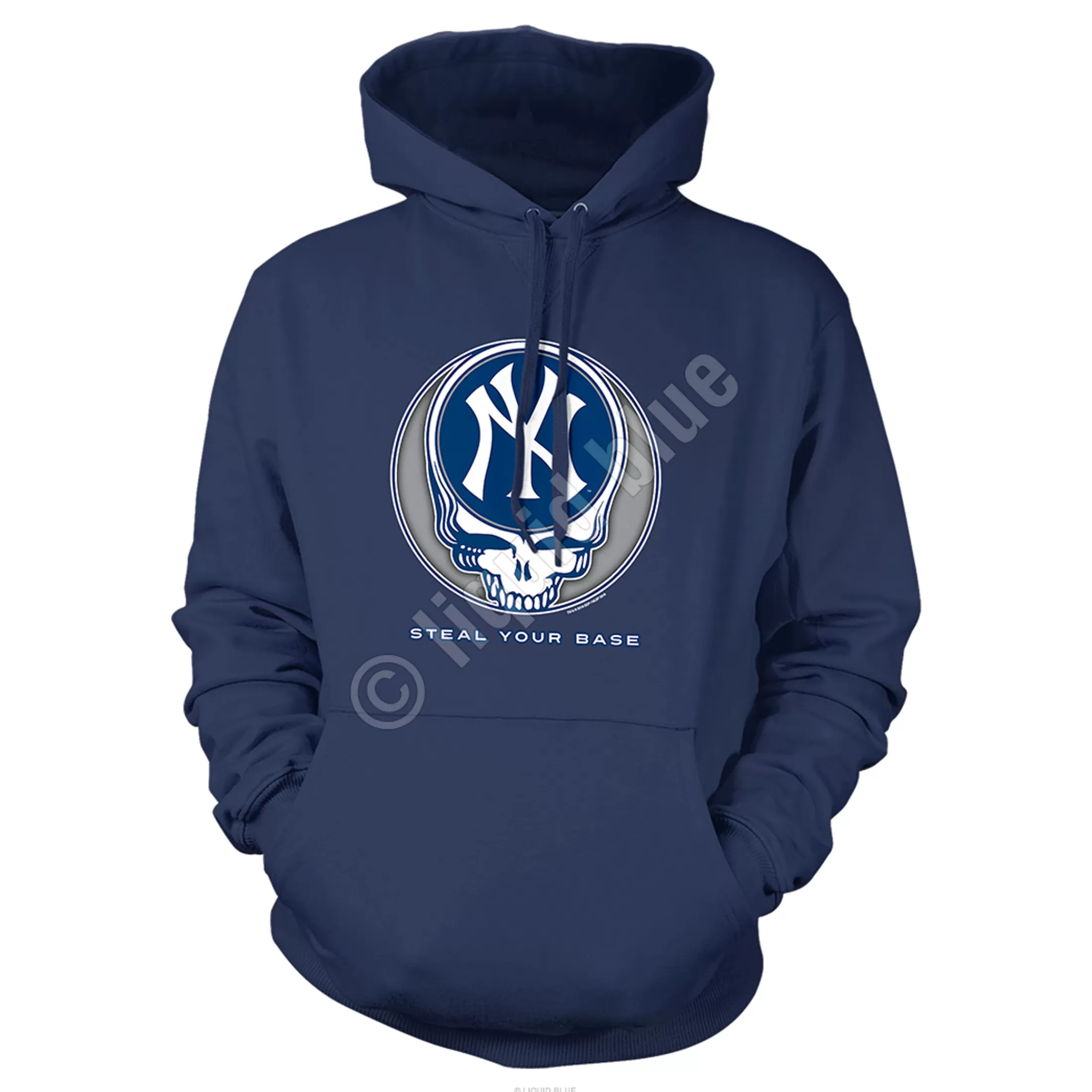 Hoodie | New York Yankees<Liquid Blue New York Yankees Steal Your Base Navy Hoodie