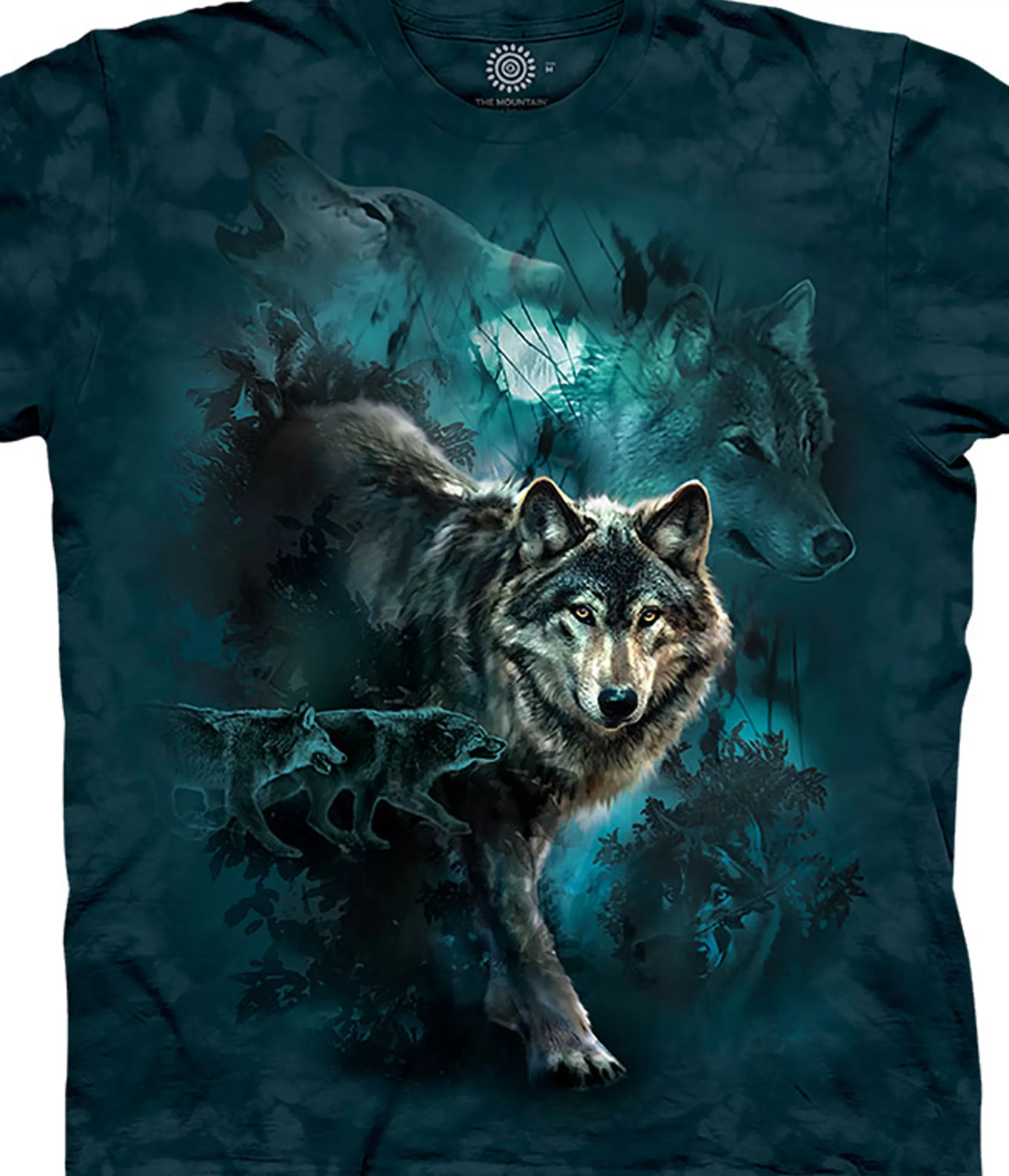 T-Shirt | Wolf Shirt Collection<Liquid Blue Night Wolves Collage Classic Cotton T-Shirt