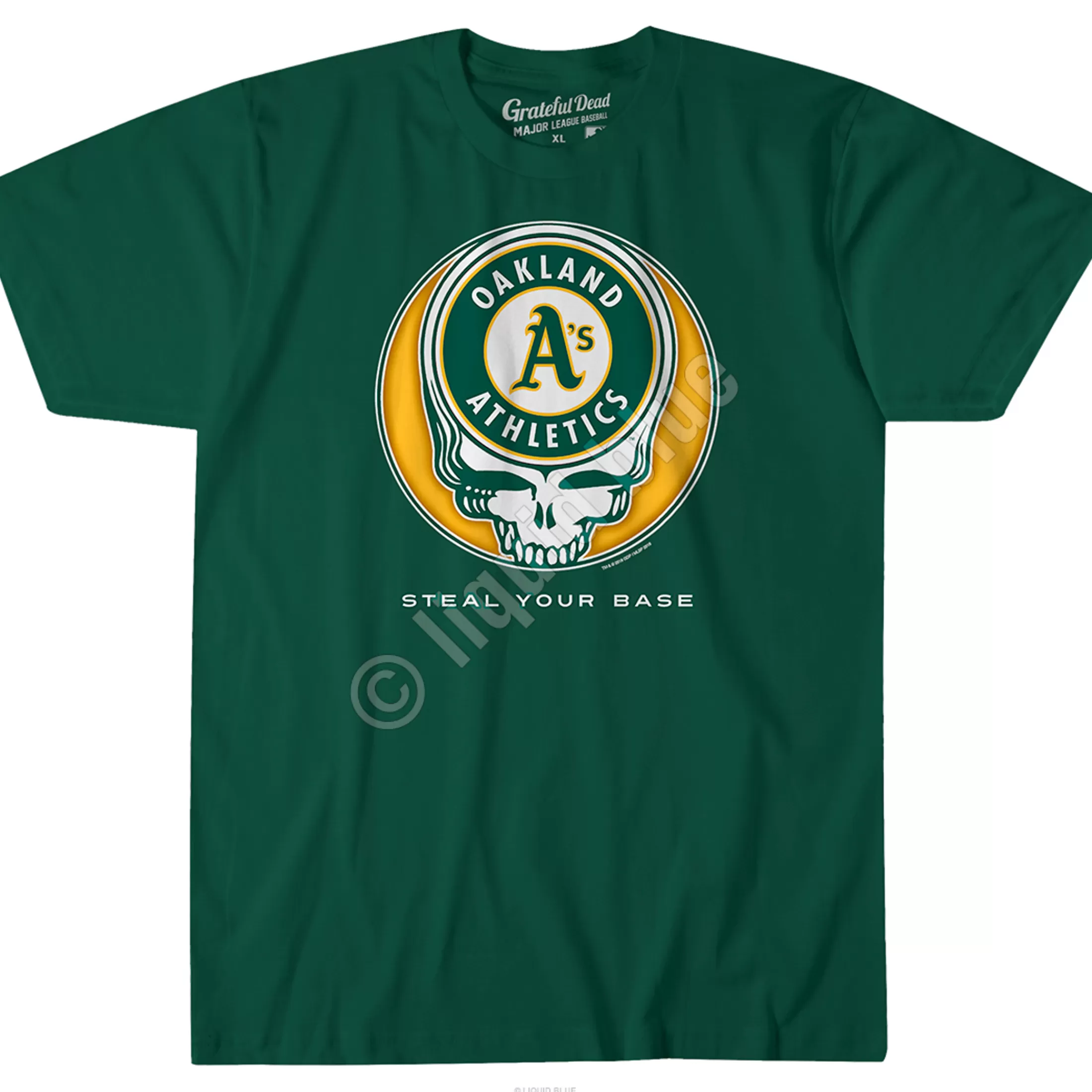 Athletic T-Shirt | Oakland Athletics<Liquid Blue Oakland Athletics Steal Your Base Green Athletic T-Shirt