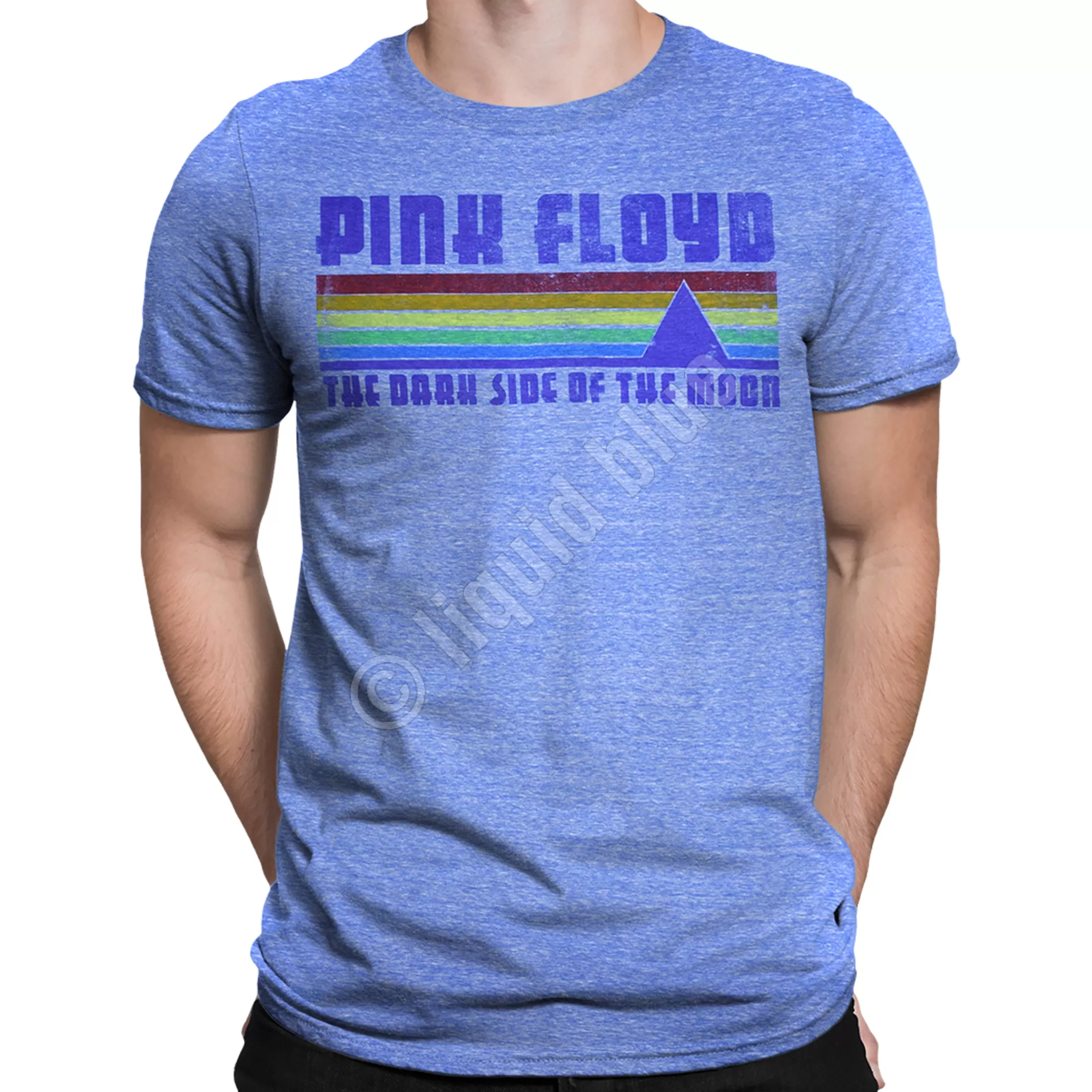 Tri-Blend T-Shirt | Pink Floyd<Liquid Blue On The Run Blue Heather Tri-Blend T-Shirt