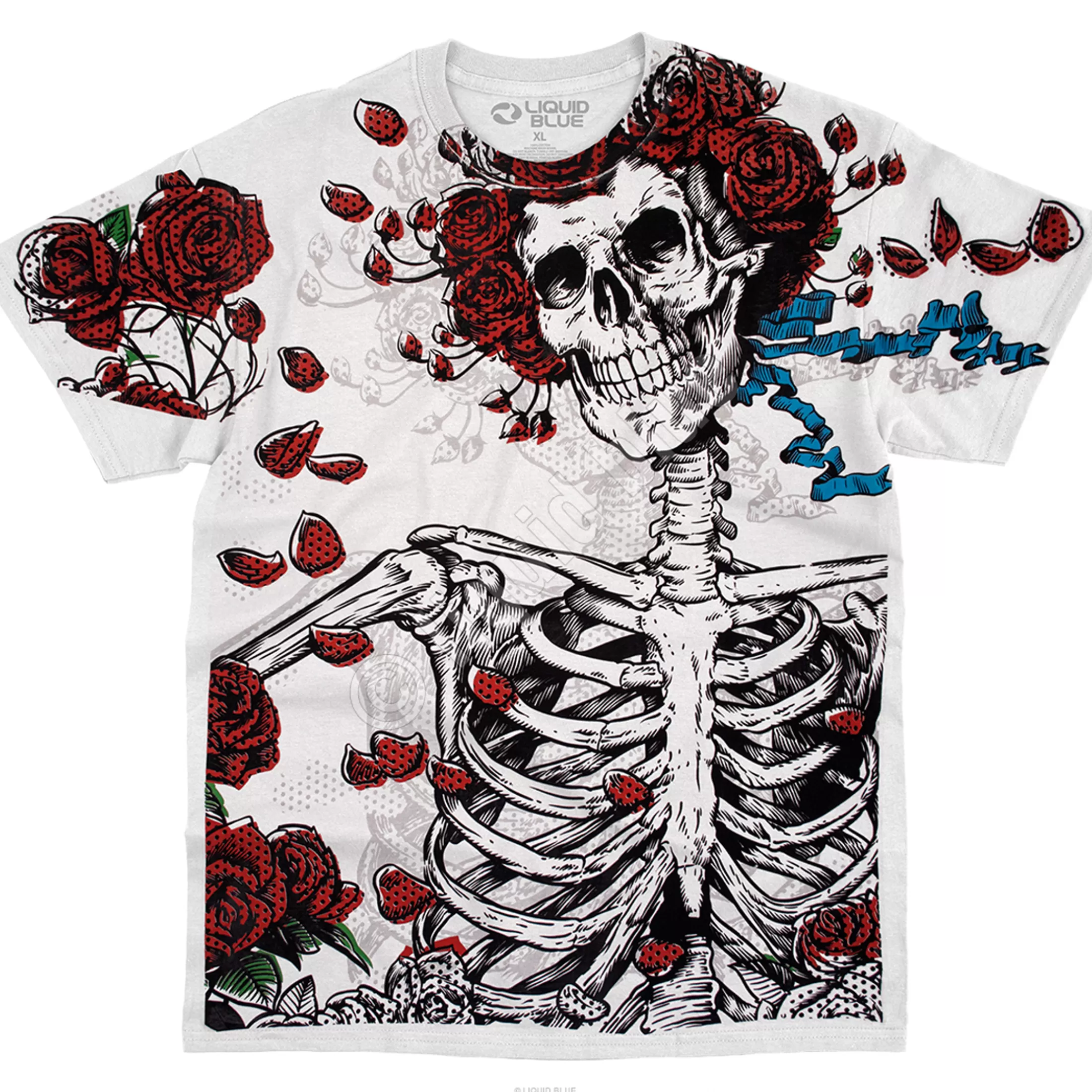 T-Shirt | Skulls<Liquid Blue Original Woodcut White T-Shirt