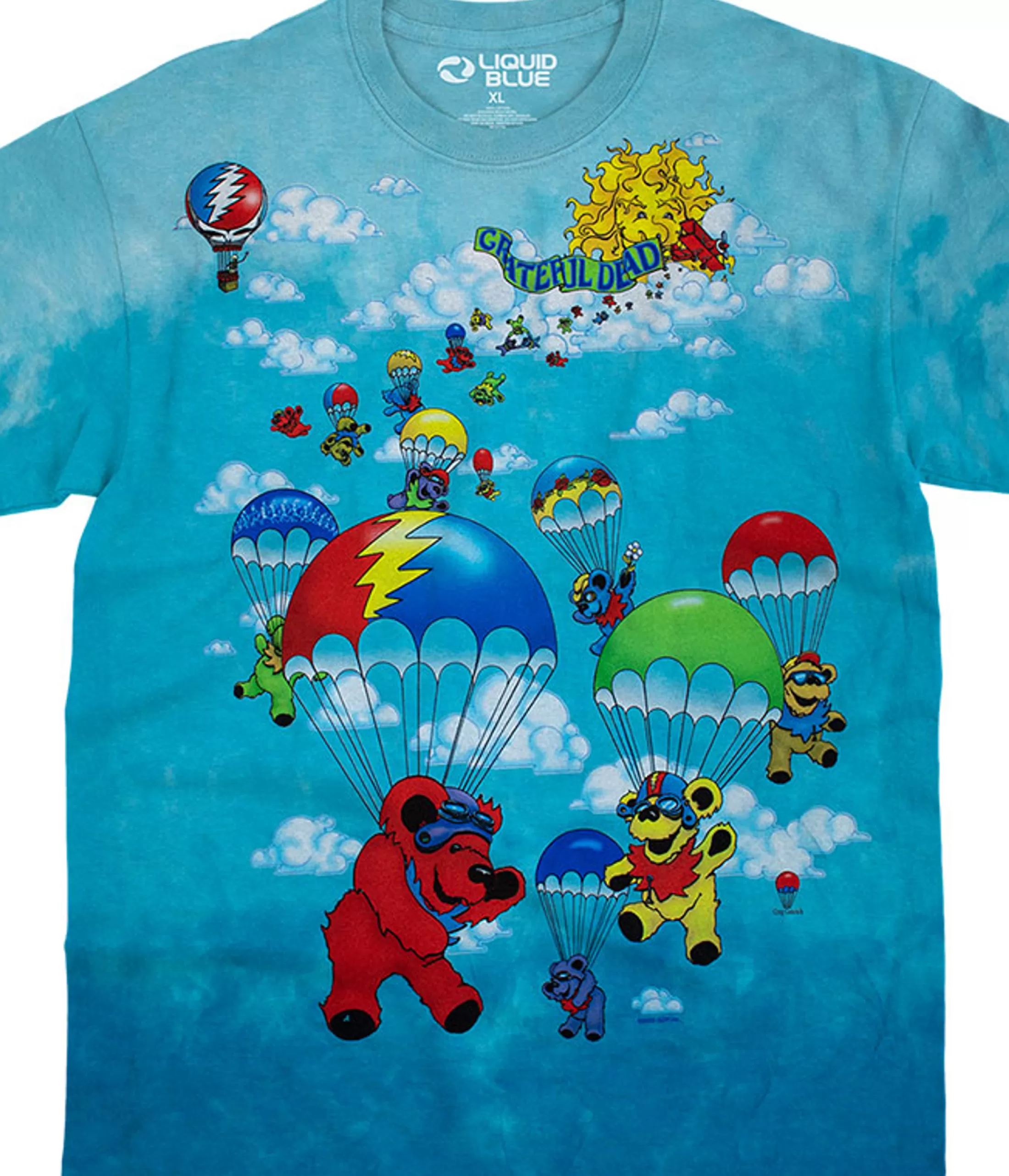 T-Shirt | Grateful Dead<Liquid Blue Parachuting Bears Tie-Dye T-Shirt