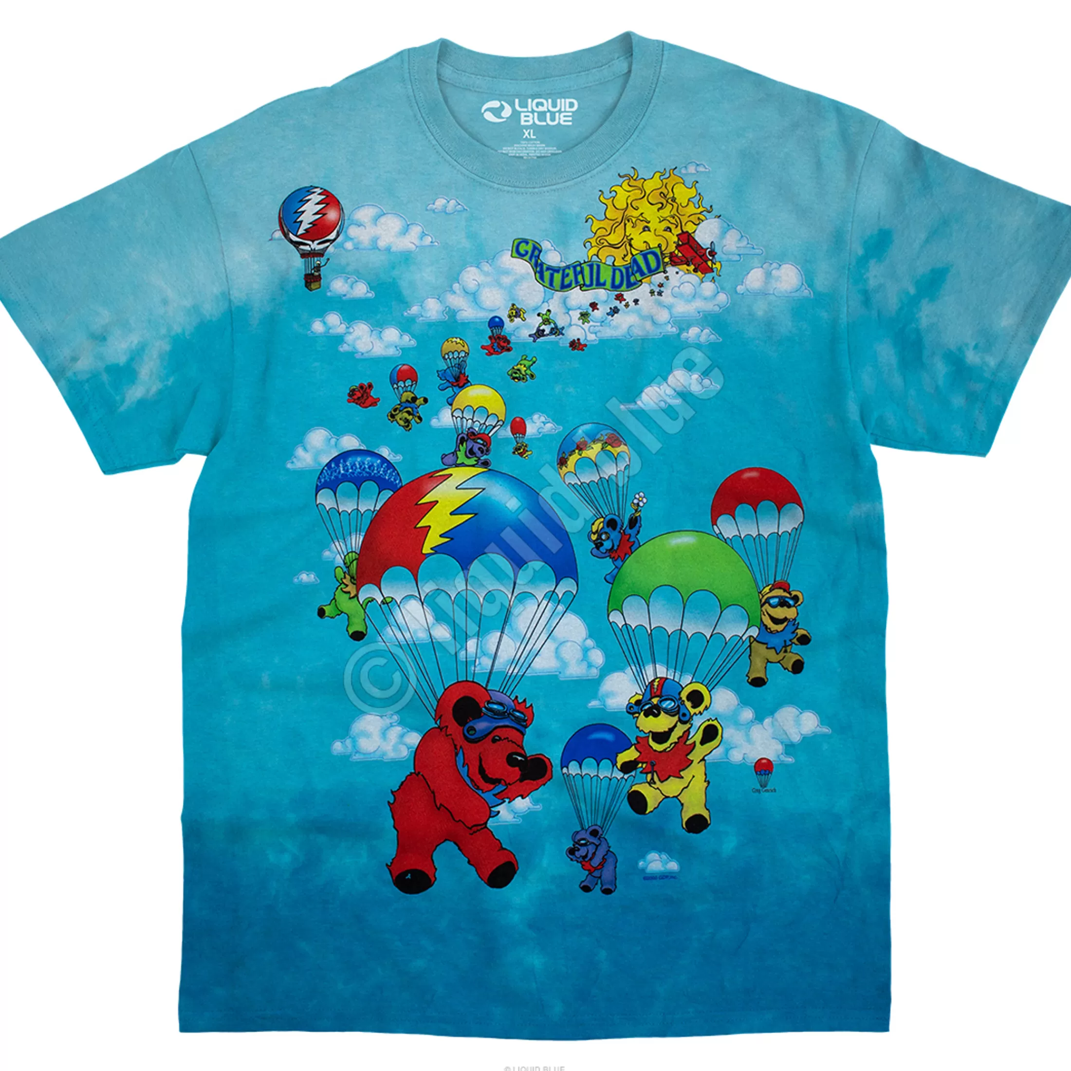 T-Shirt | Grateful Dead<Liquid Blue Parachuting Bears Tie-Dye T-Shirt