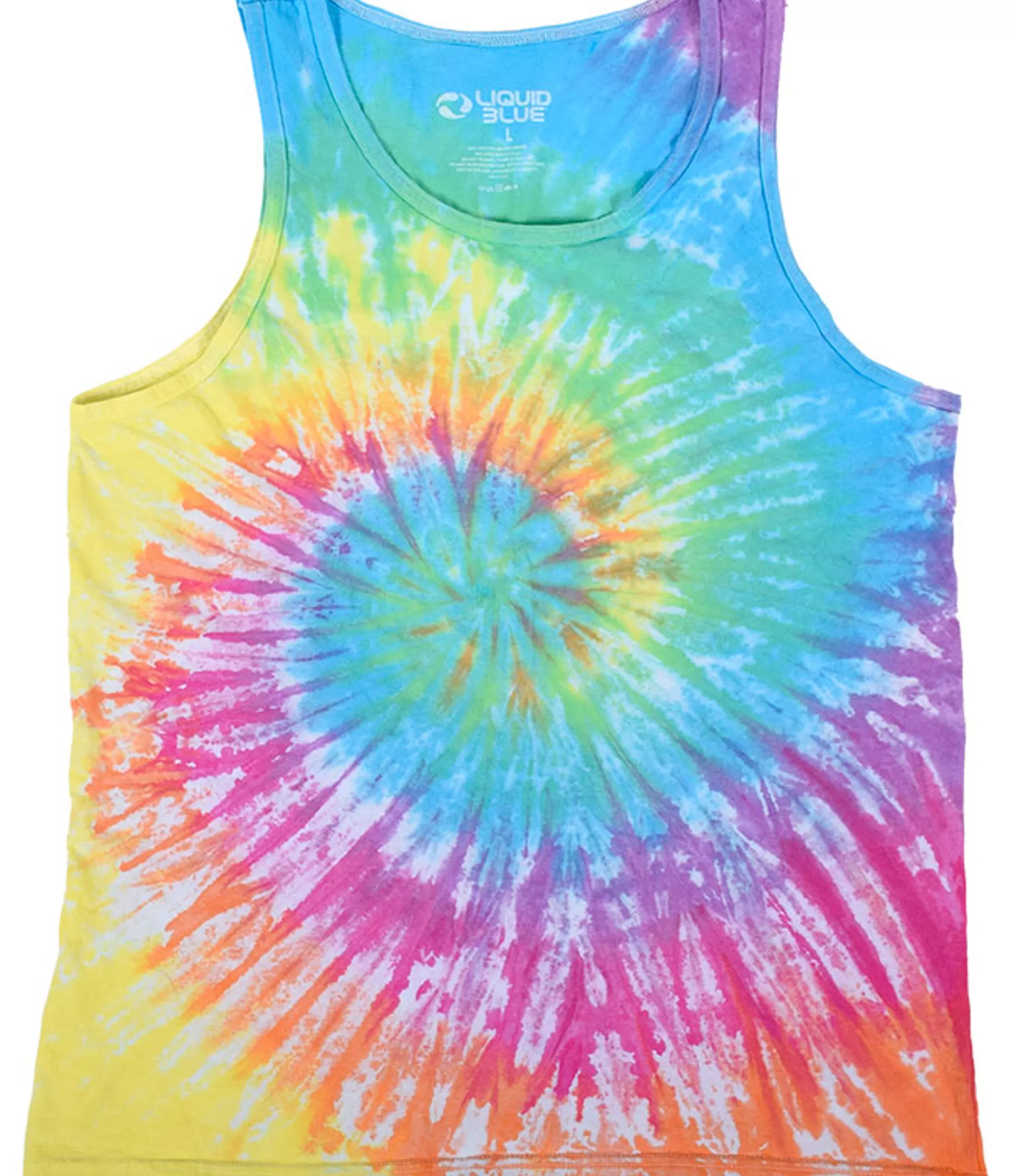 Unprinted Tie-Dyes | Unprinted Tie-Dye<Liquid Blue Pastel Spiral Unprinted Tie-Dye Tank Top T-Shirt