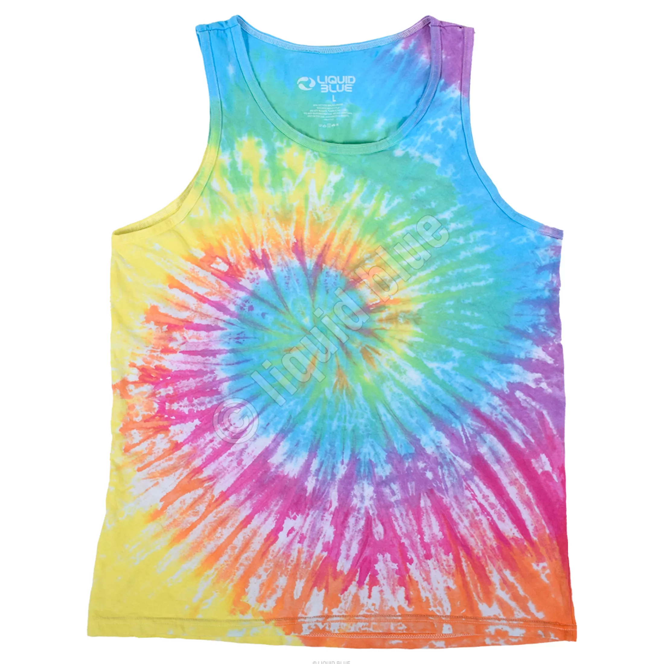 Unprinted Tie-Dyes | Unprinted Tie-Dye<Liquid Blue Pastel Spiral Unprinted Tie-Dye Tank Top T-Shirt