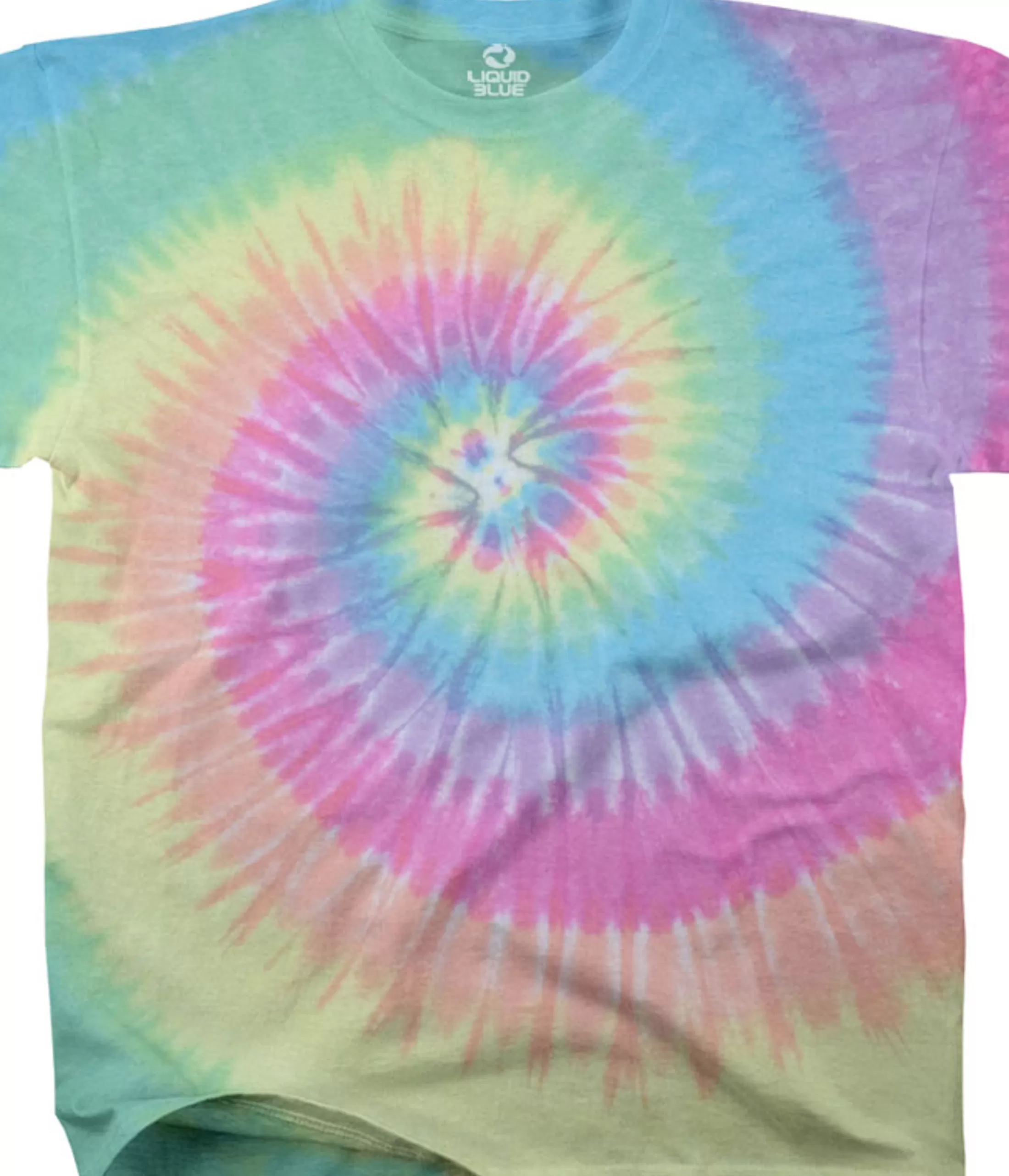 Unprinted Tie-Dyes | Unprinted Tie-Dye<Liquid Blue Pastel Spiral Unprinted Tie-Dye T-Shirt