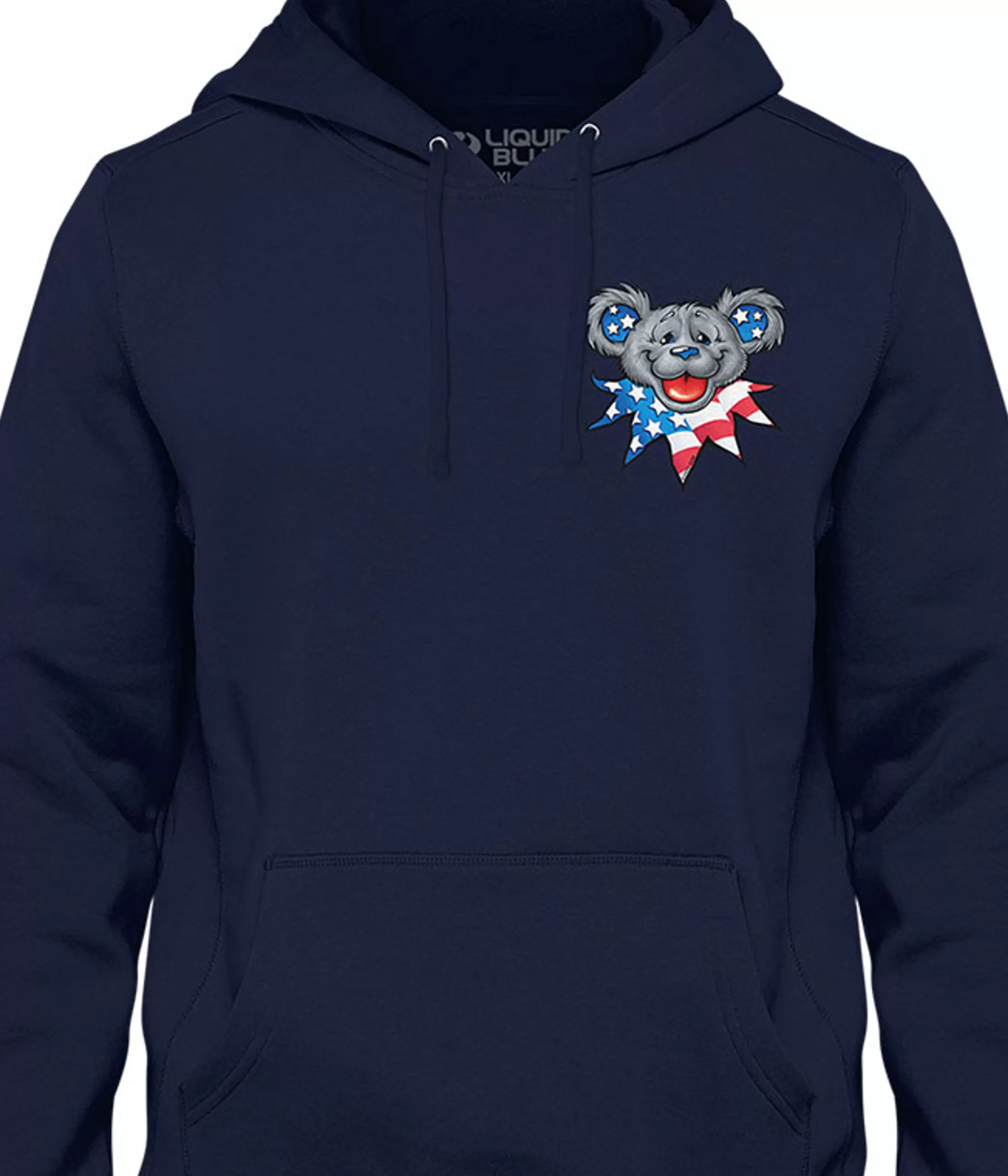 Hoodie | Grateful Dead<Liquid Blue Patriot Bear Head Chest Hoodie