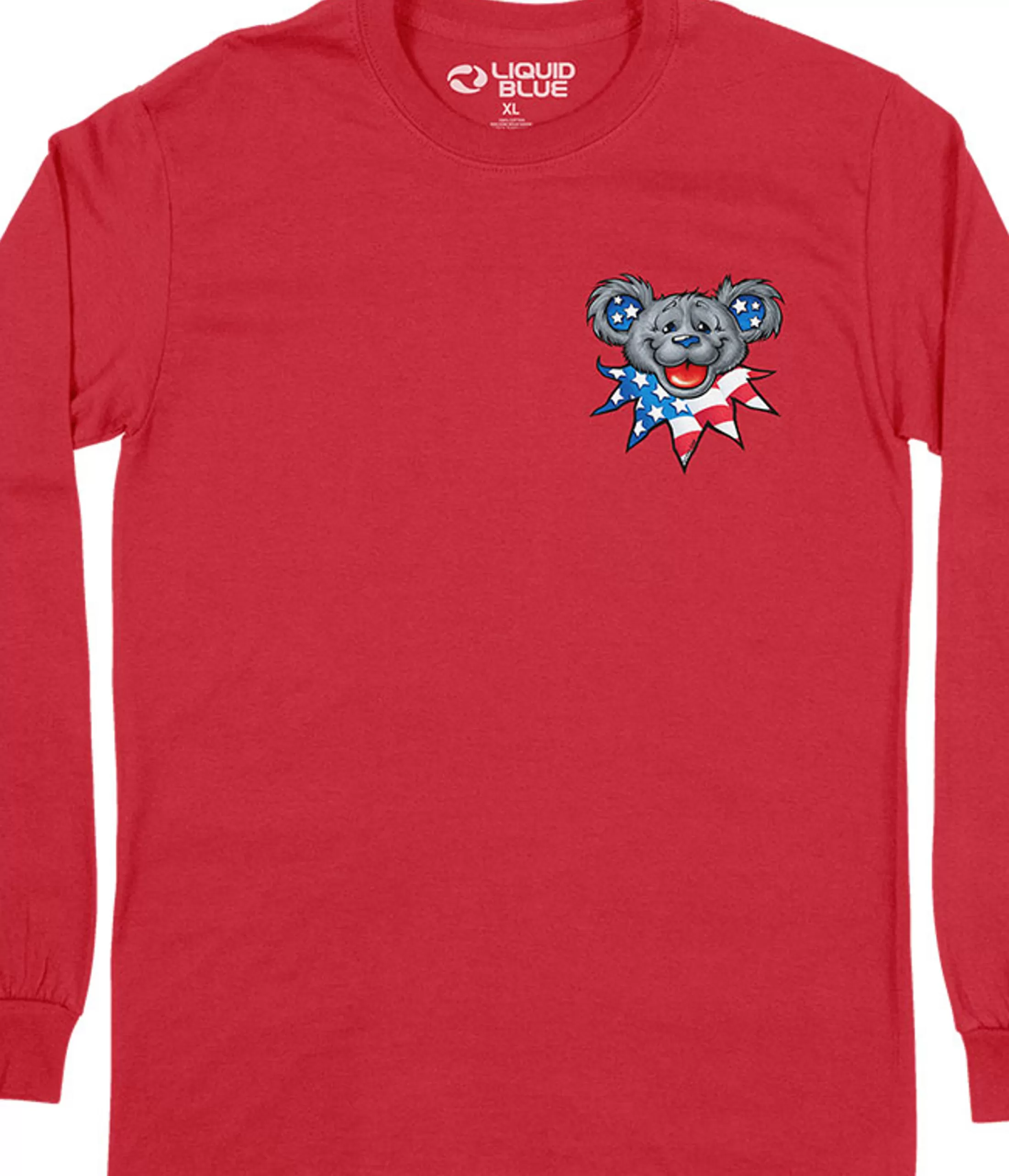 Long Sleeve | Grateful Dead<Liquid Blue Patriot Bear Head Chest Long Sleeve T-Shirt