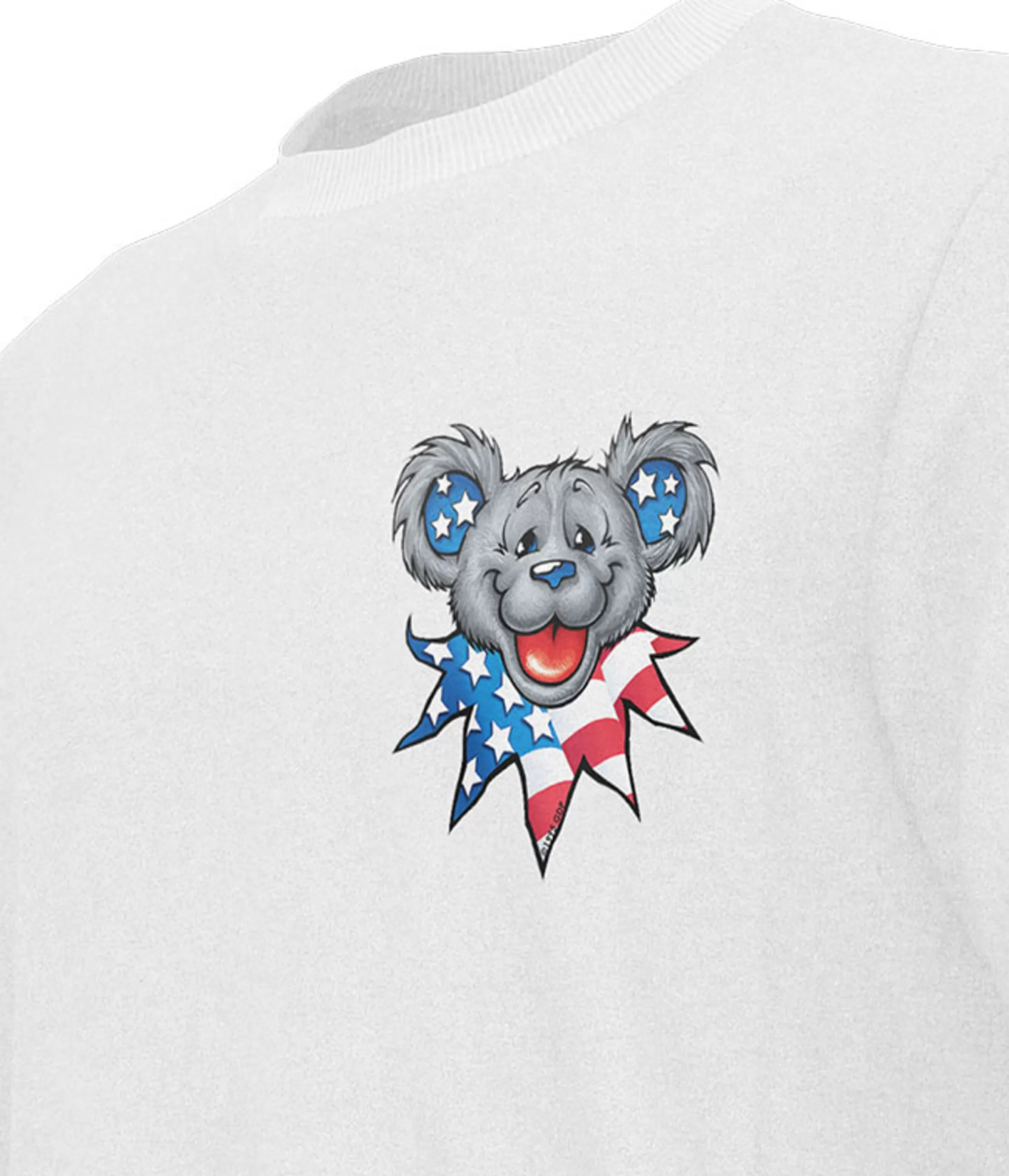 T-Shirt | Grateful Dead<Liquid Blue Patriot Bear Head Chest T-Shirt