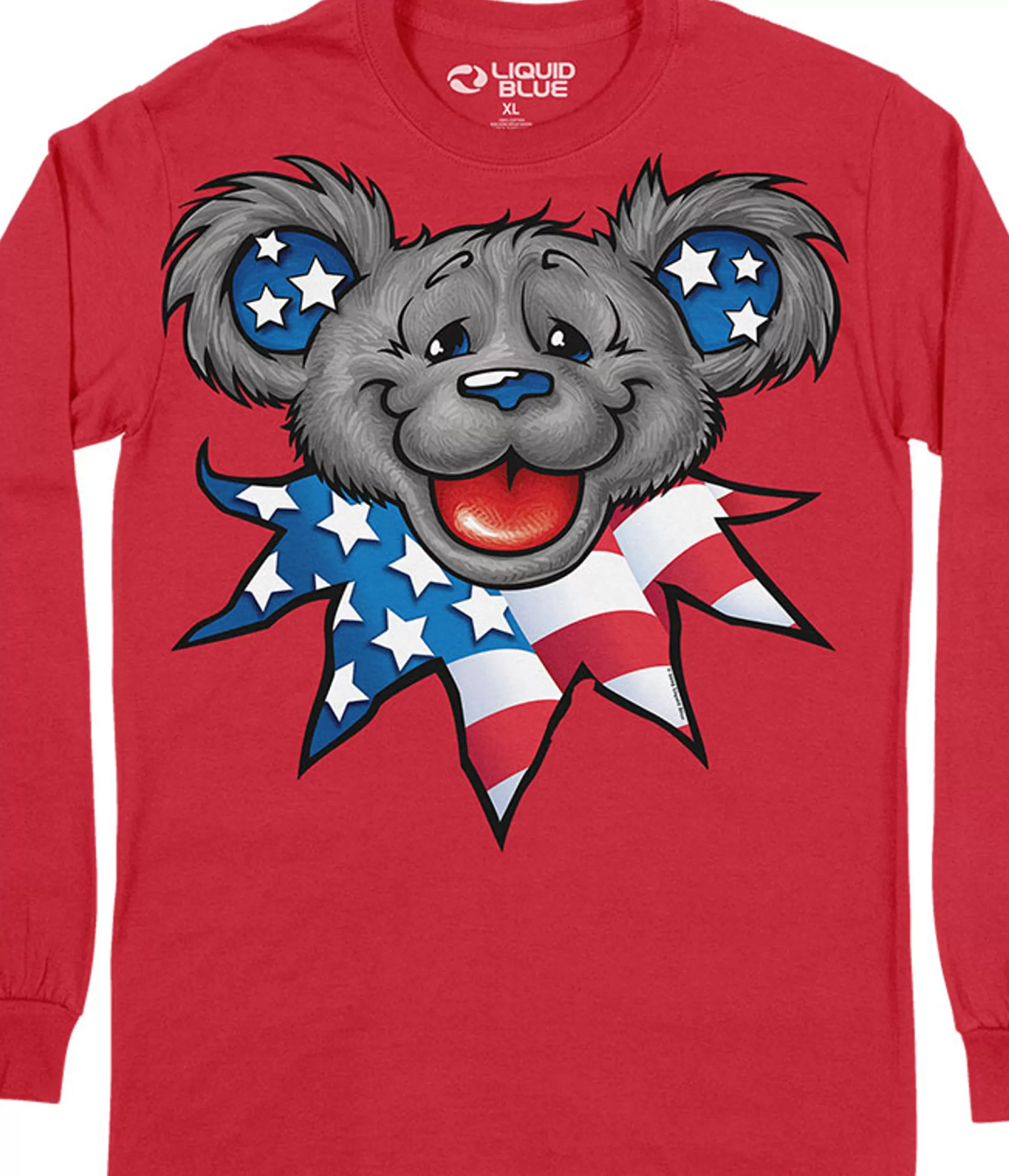 Long Sleeve | Patriot Bear Head<Liquid Blue Patriot Bear Head Long Sleeve T-Shirt