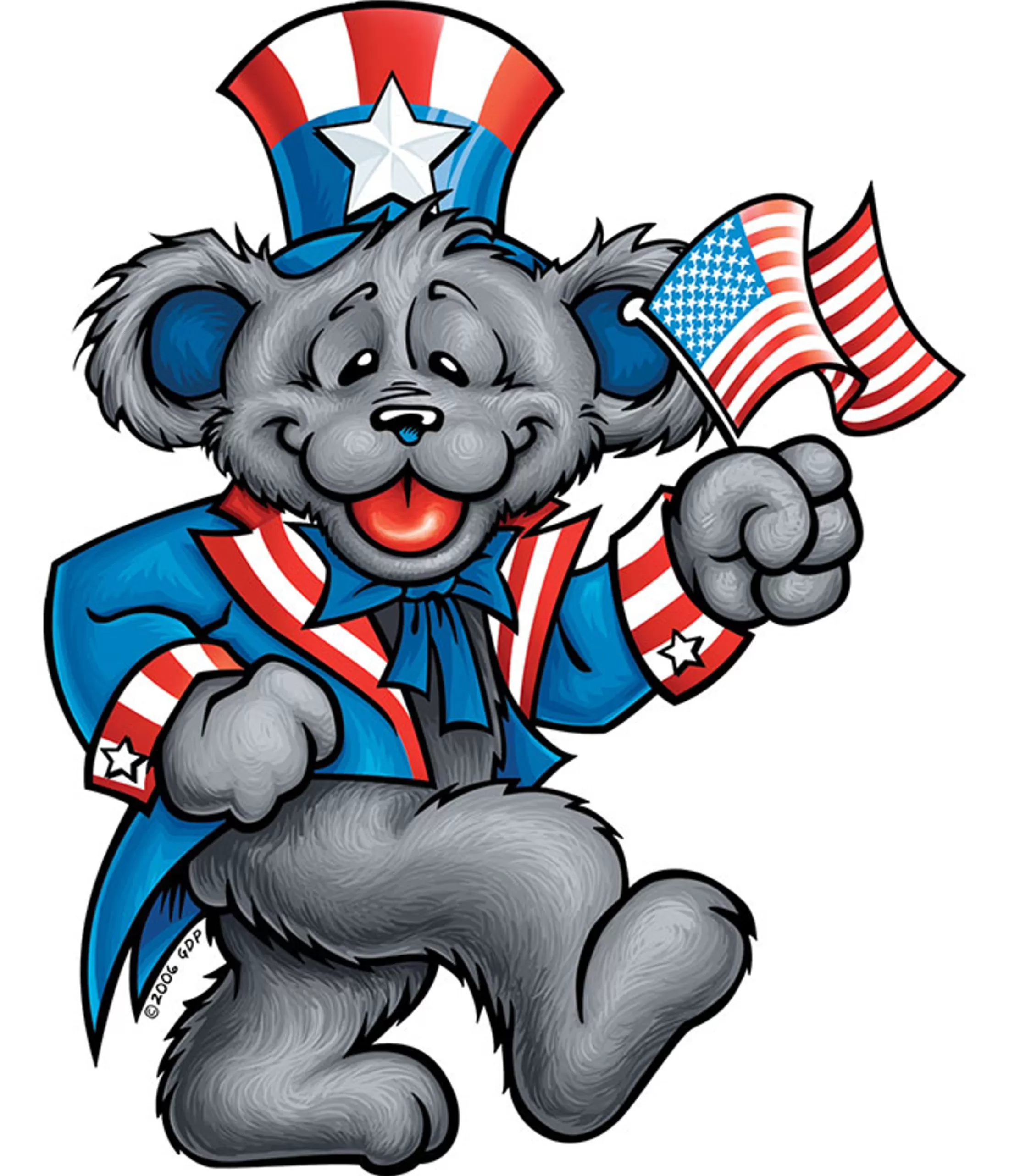 Grateful Dead<Liquid Blue Patriot Bear Sticker