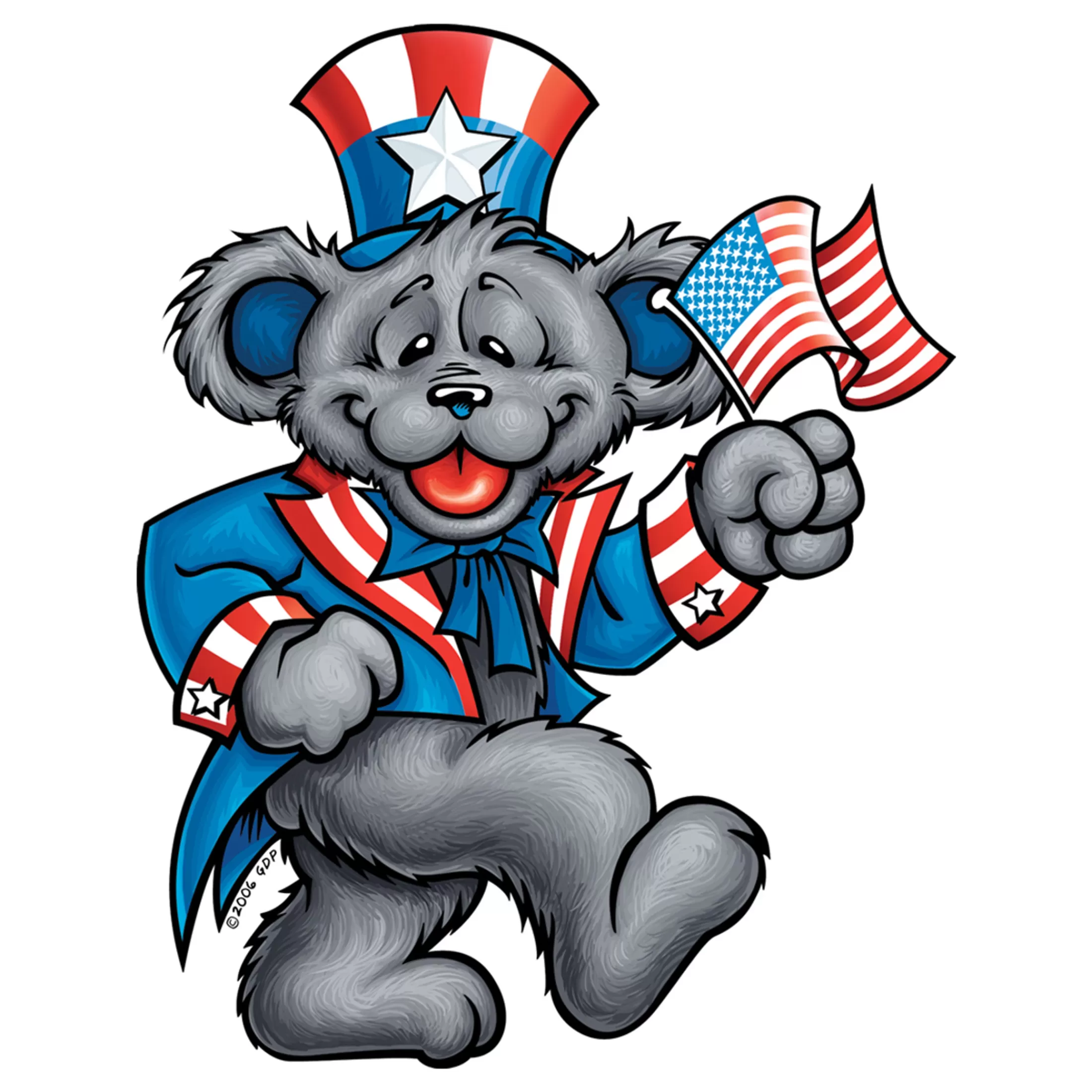 Grateful Dead<Liquid Blue Patriot Bear Sticker