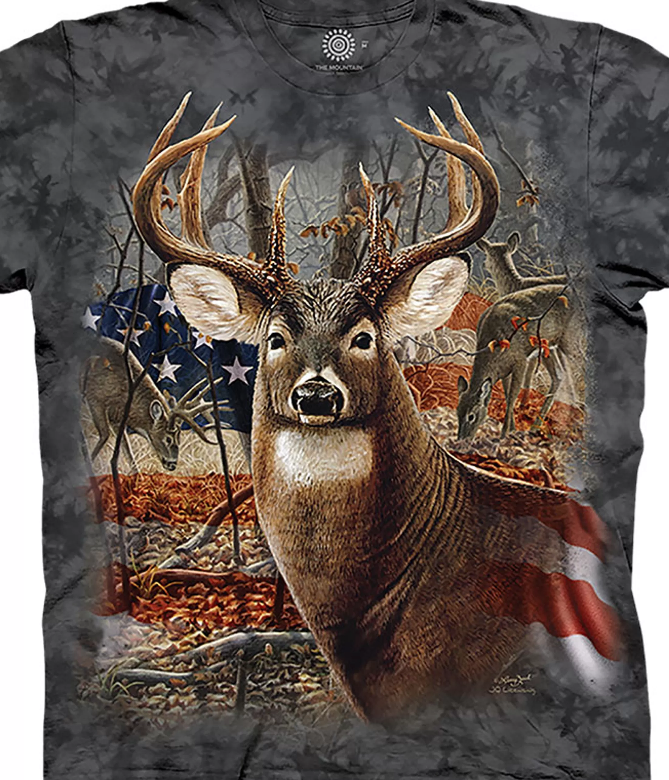 T-Shirt | North American Animals<Liquid Blue Patriotic Buck Classic Cotton T-Shirt