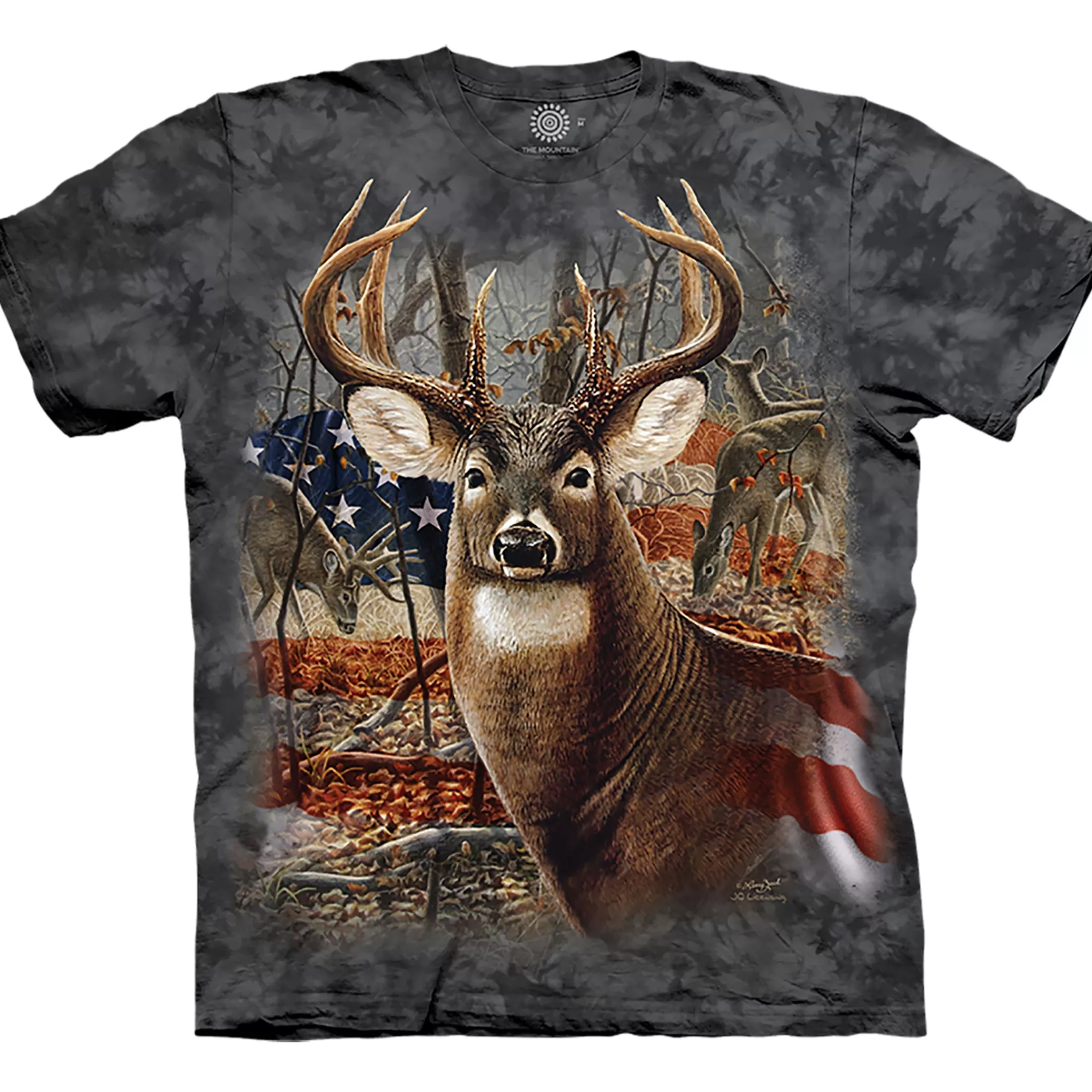 T-Shirt | North American Animals<Liquid Blue Patriotic Buck Classic Cotton T-Shirt