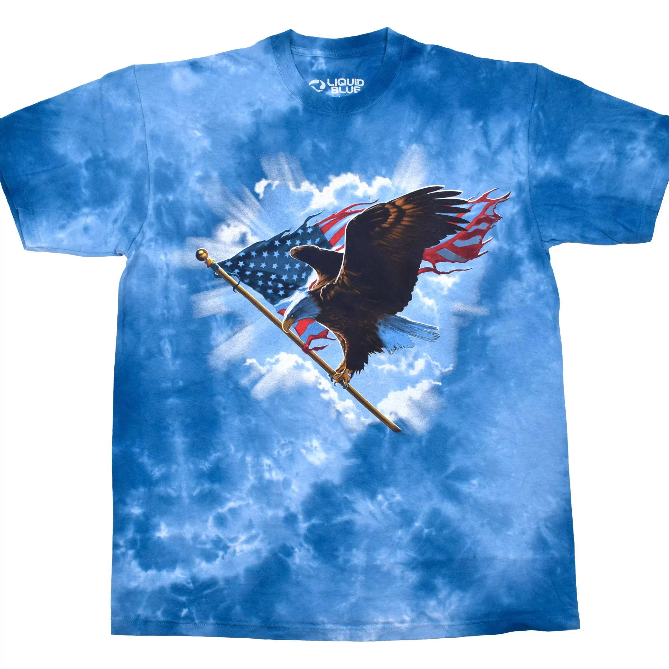 T-Shirt | American Wildlife<Liquid Blue Patriotic Flying Eagle Tie-Dye T-Shirt