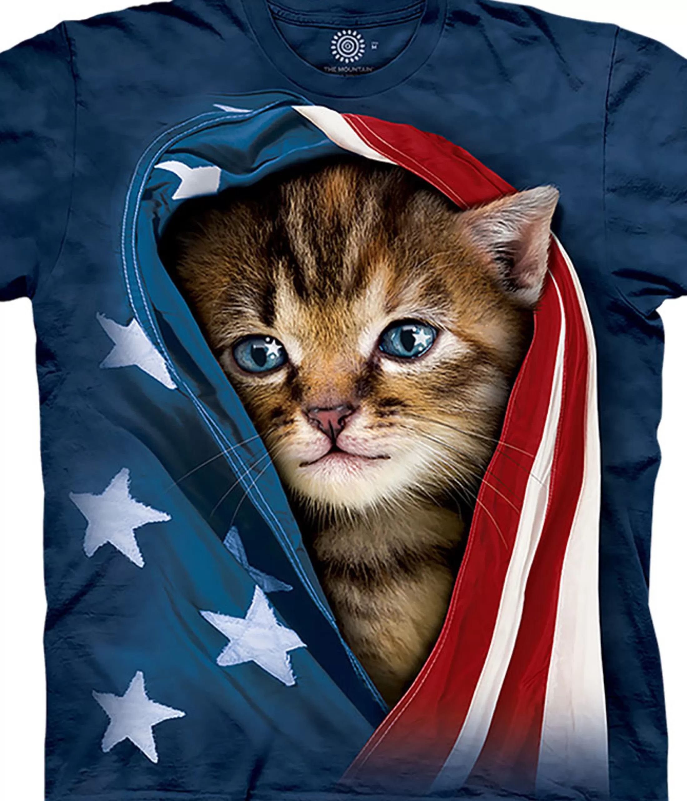 T-Shirt | Pets<Liquid Blue Patriotic Kitten Classic Cotton T-Shirt