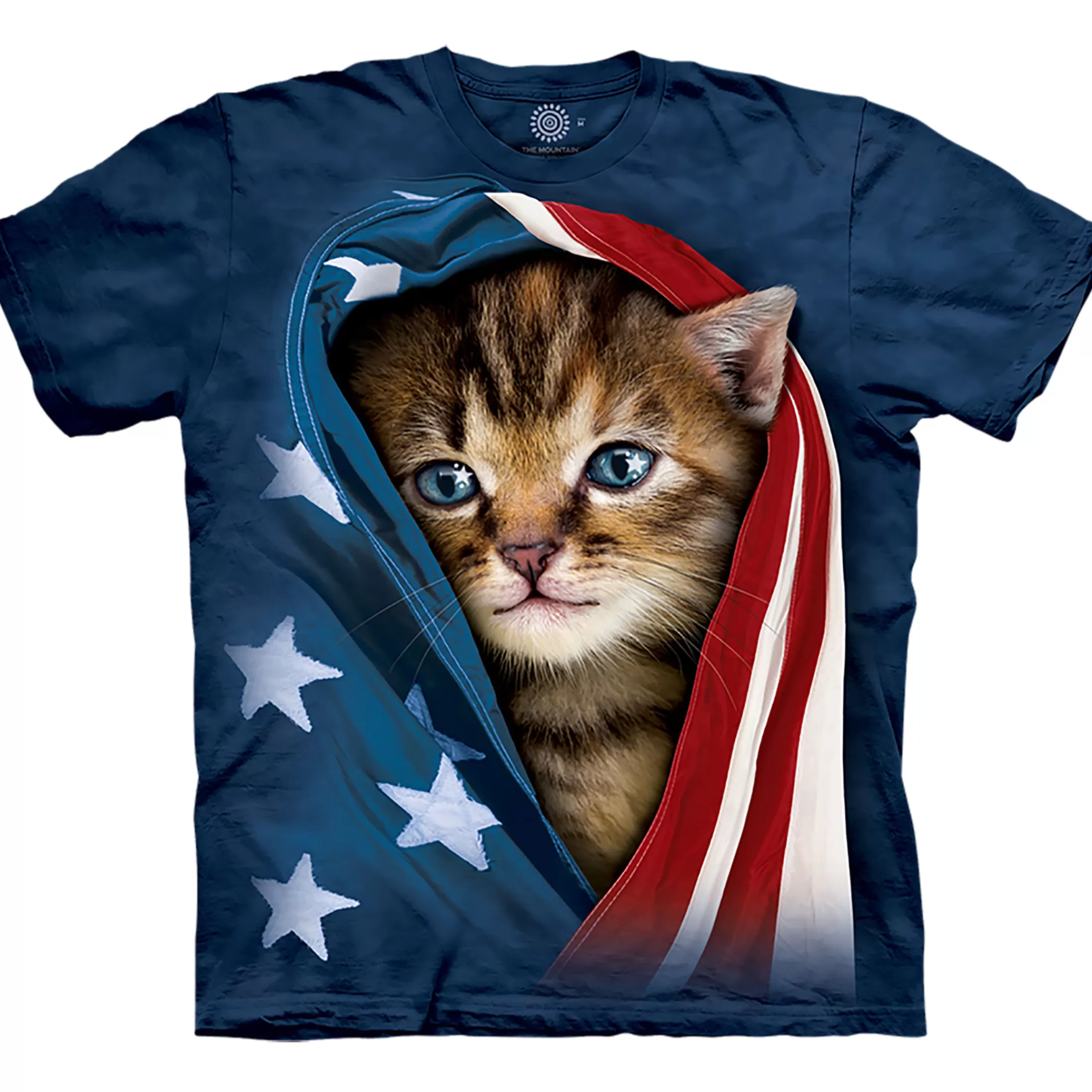 T-Shirt | Pets<Liquid Blue Patriotic Kitten Classic Cotton T-Shirt