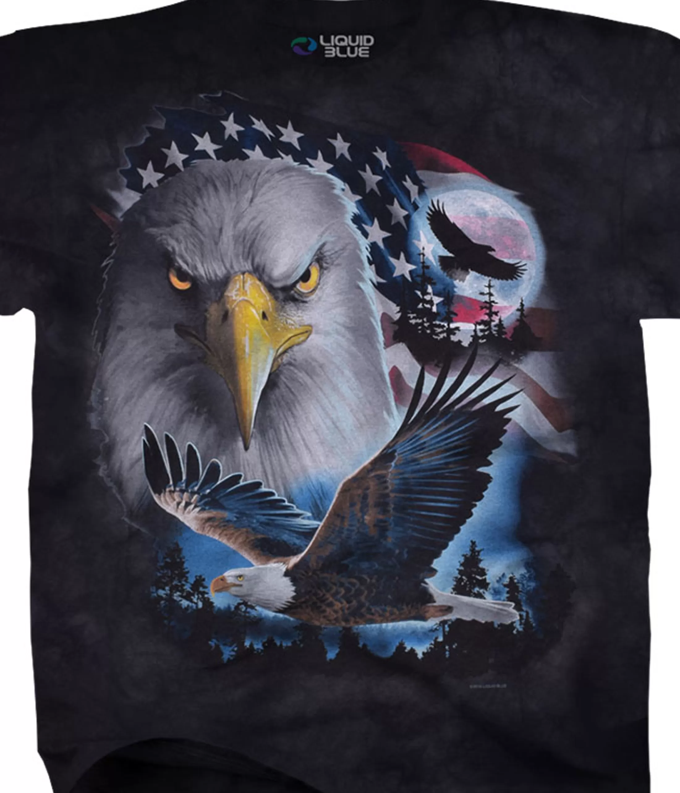 T-Shirt | American Wildlife<Liquid Blue Patriotic Pose Tie-Dye T-Shirt