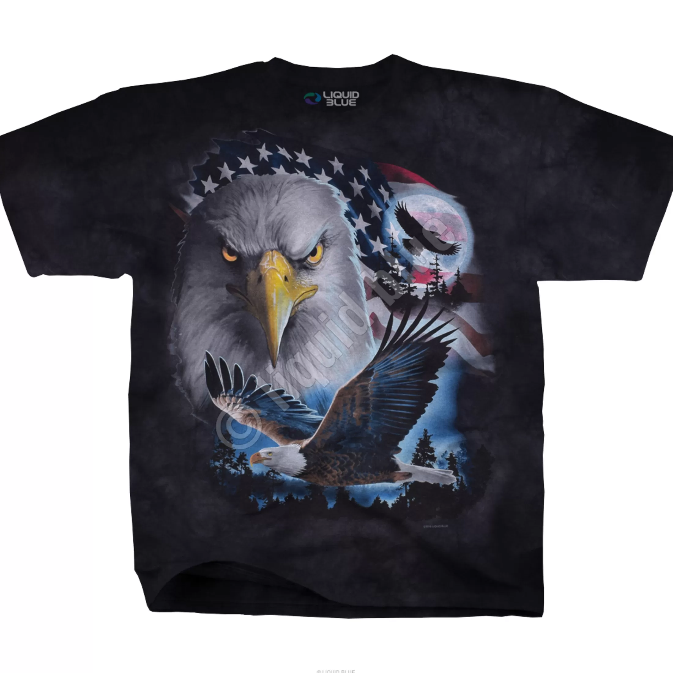 T-Shirt | American Wildlife<Liquid Blue Patriotic Pose Tie-Dye T-Shirt