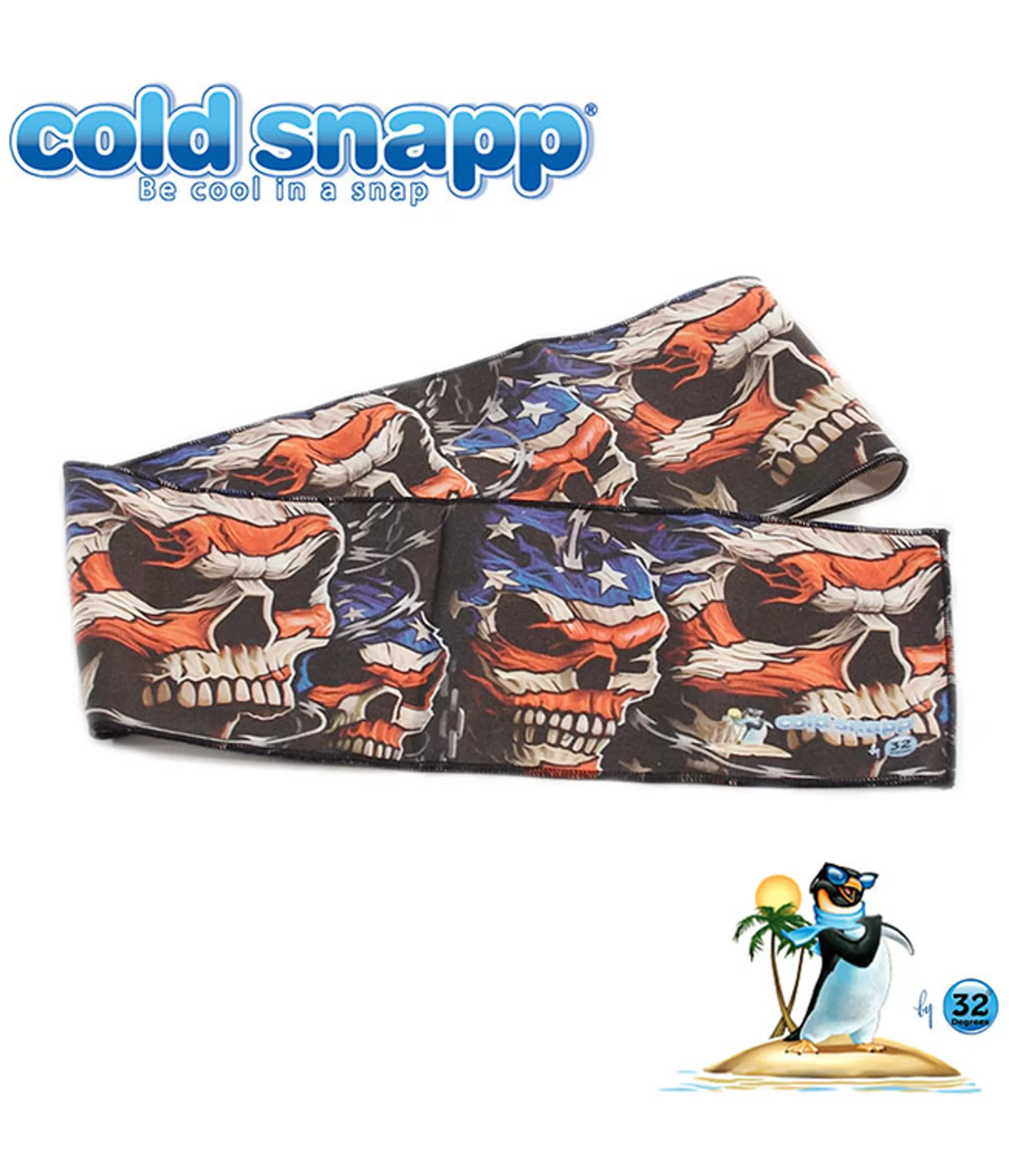 Cold Snapp<Liquid Blue Patriotic Skulls Sports Wrap