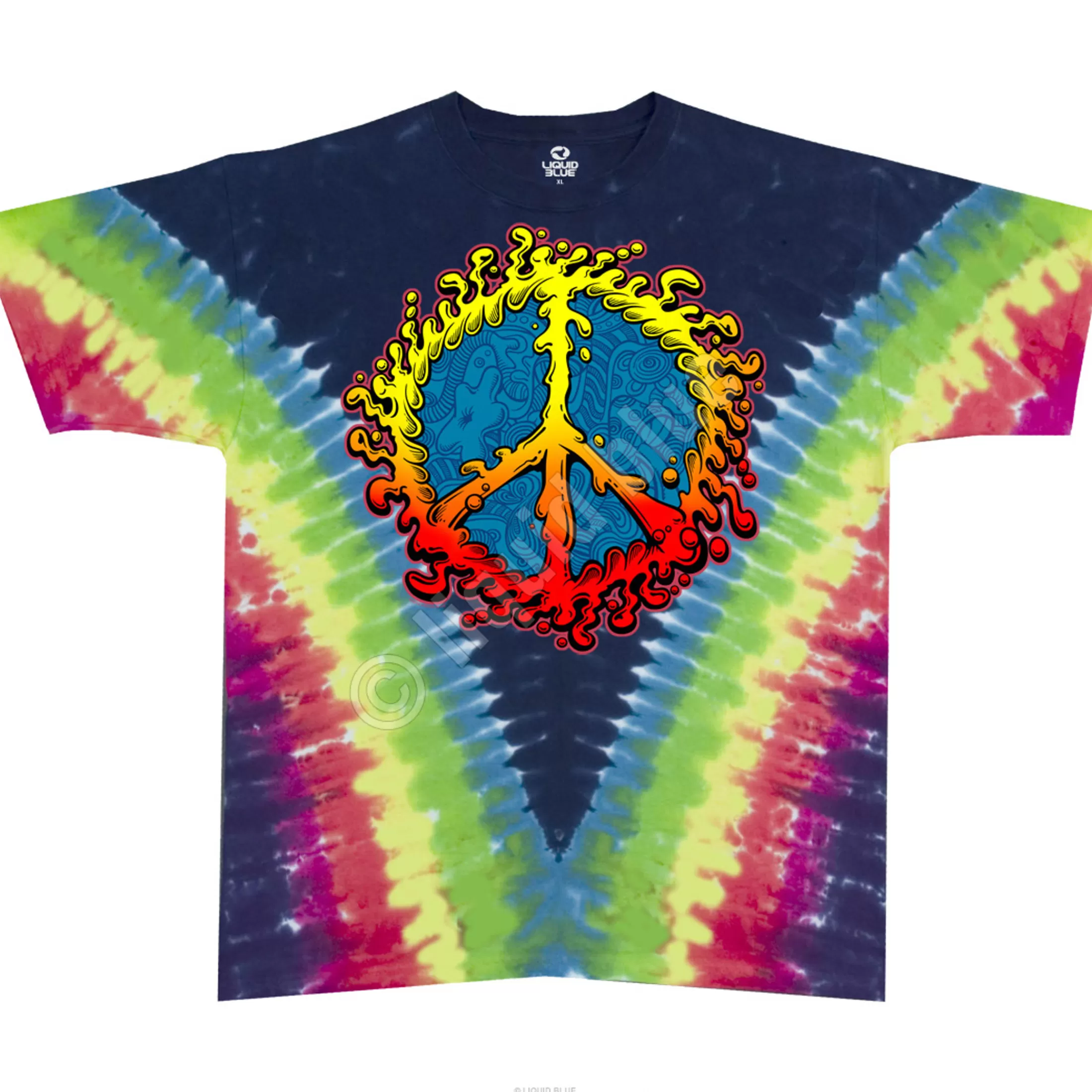 T-Shirt | Americana<Liquid Blue Peace Amoeba Tie-Dye T-Shirt