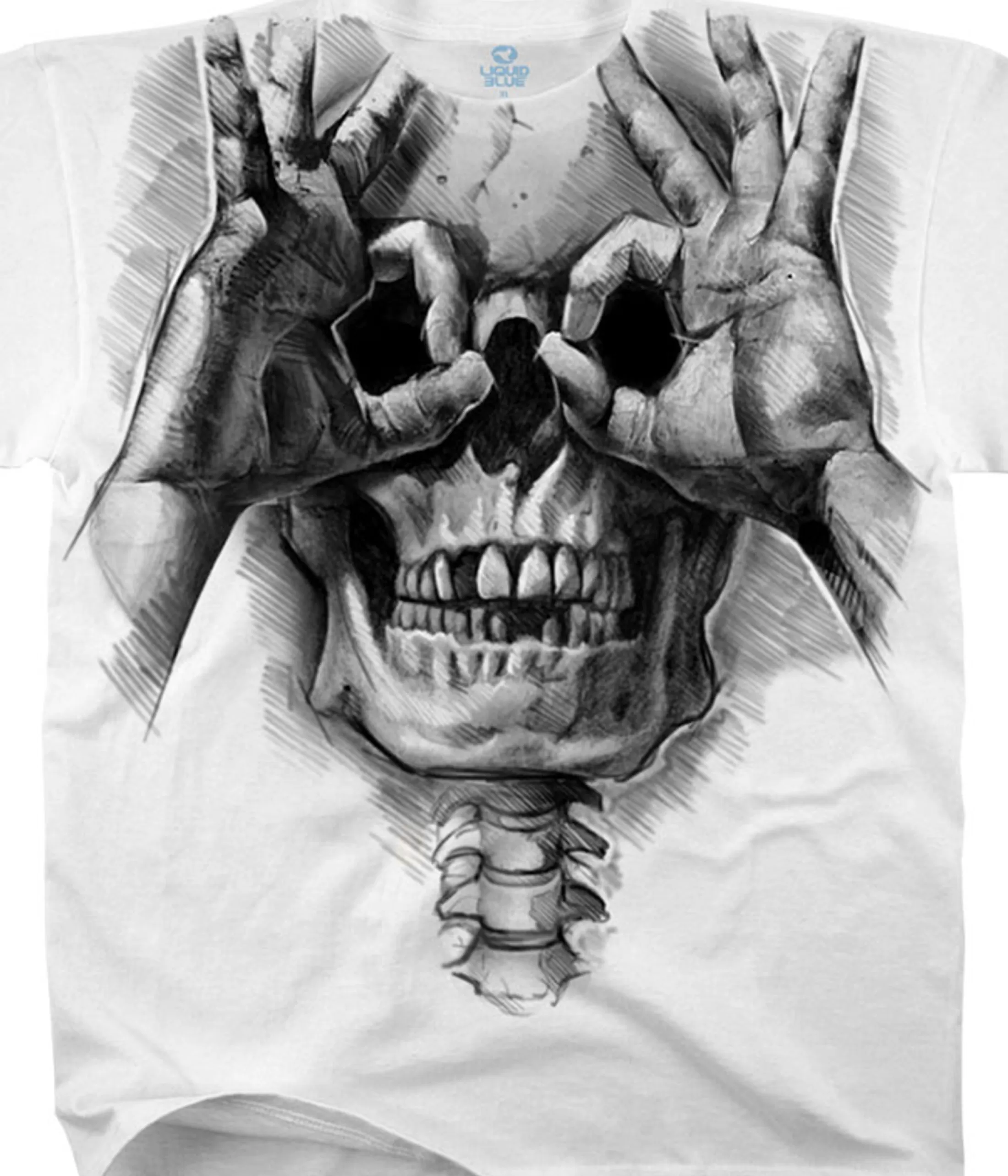 T-Shirt | Skulls<Liquid Blue Peek-a-Boo White T-Shirt