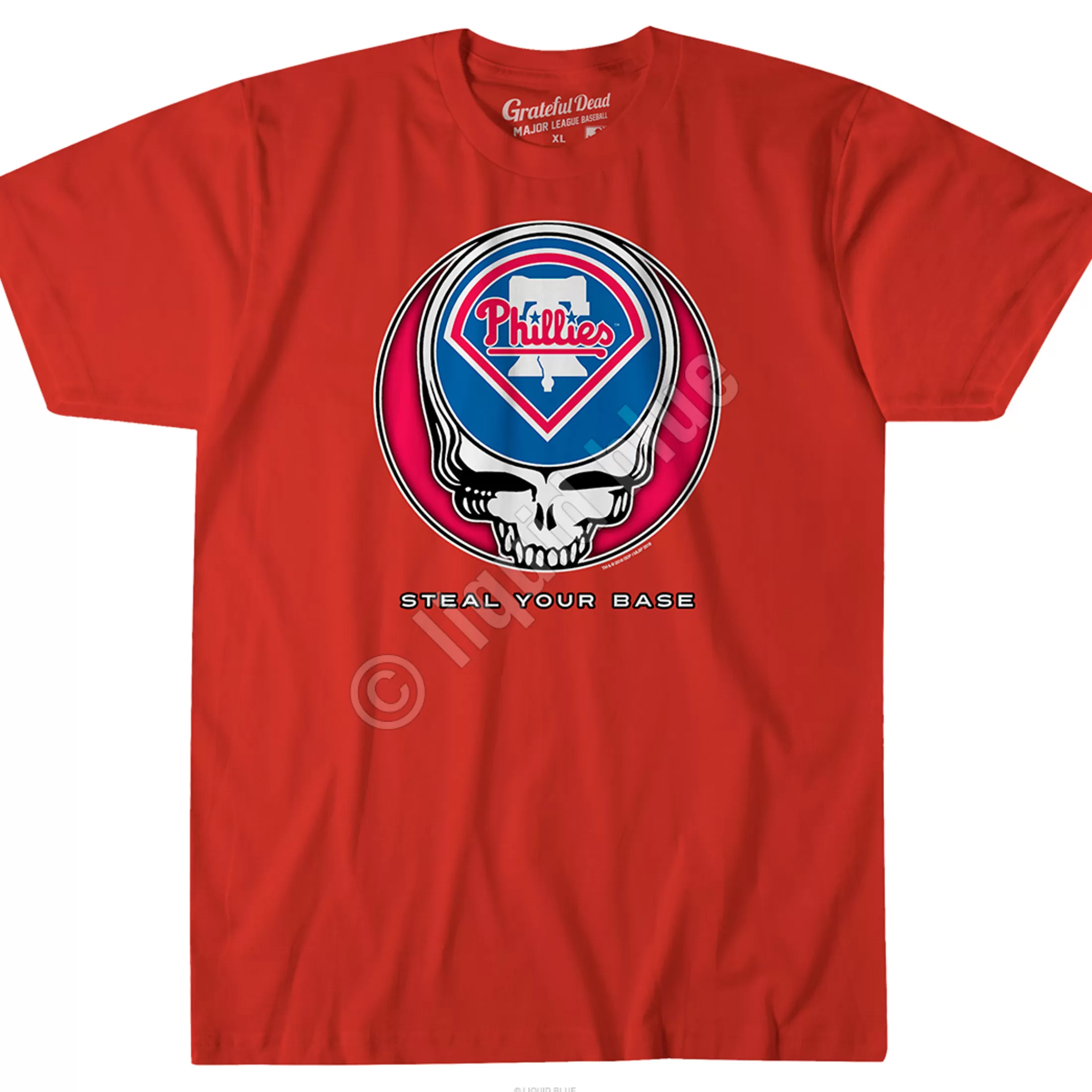 Athletic T-Shirt | Philadelphia Phillies<Liquid Blue Philadelphia Phillies Steal Your Base Red Athletic T-Shirt