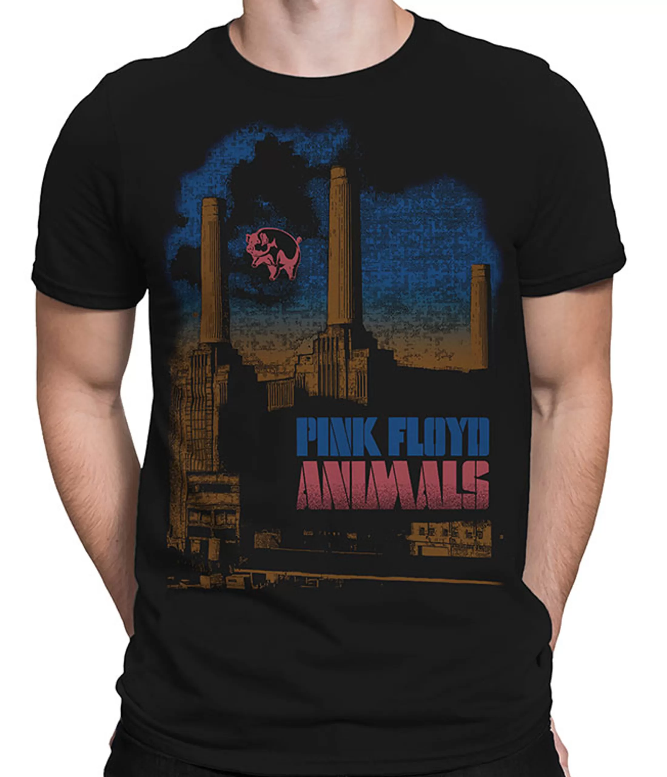 Athletic T-Shirt | Pink Floyd<Liquid Blue Pig Stain Black Athletic T-Shirt