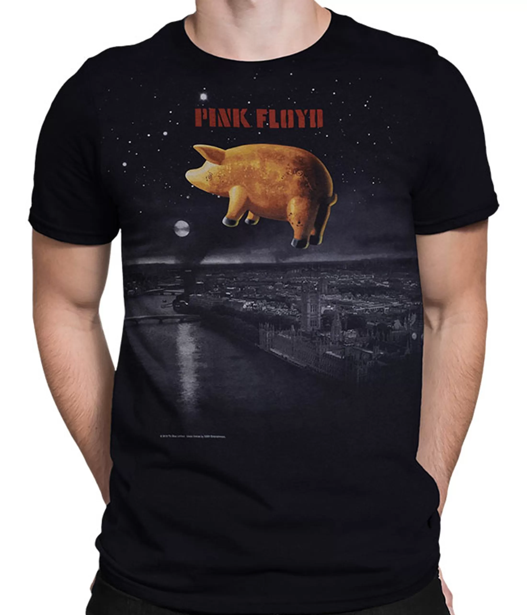 T-Shirt | Pink Floyd<Liquid Blue Pigs Over London Black T-Shirt