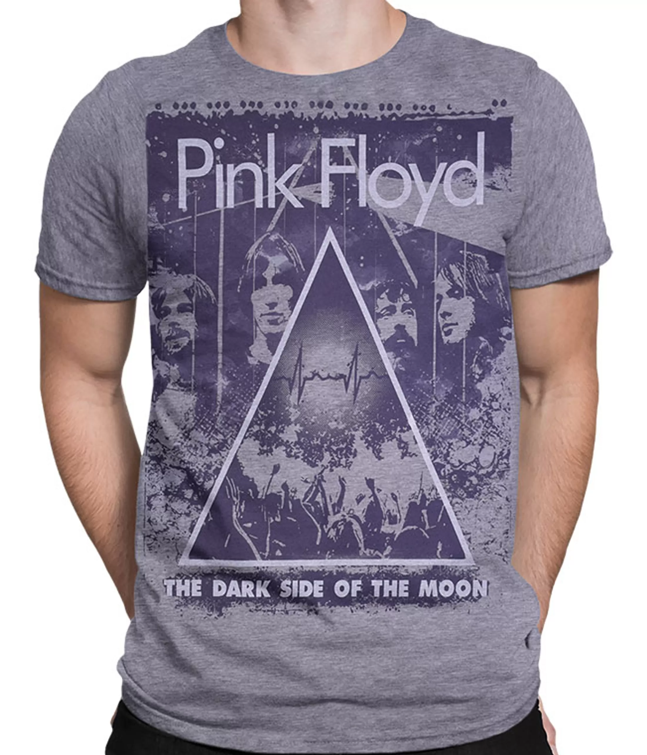 Poly-Cotton T-Shirt | Pink Floyd<Liquid Blue Pink Floyd Live Heather Grey Poly-Cotton T-Shirt