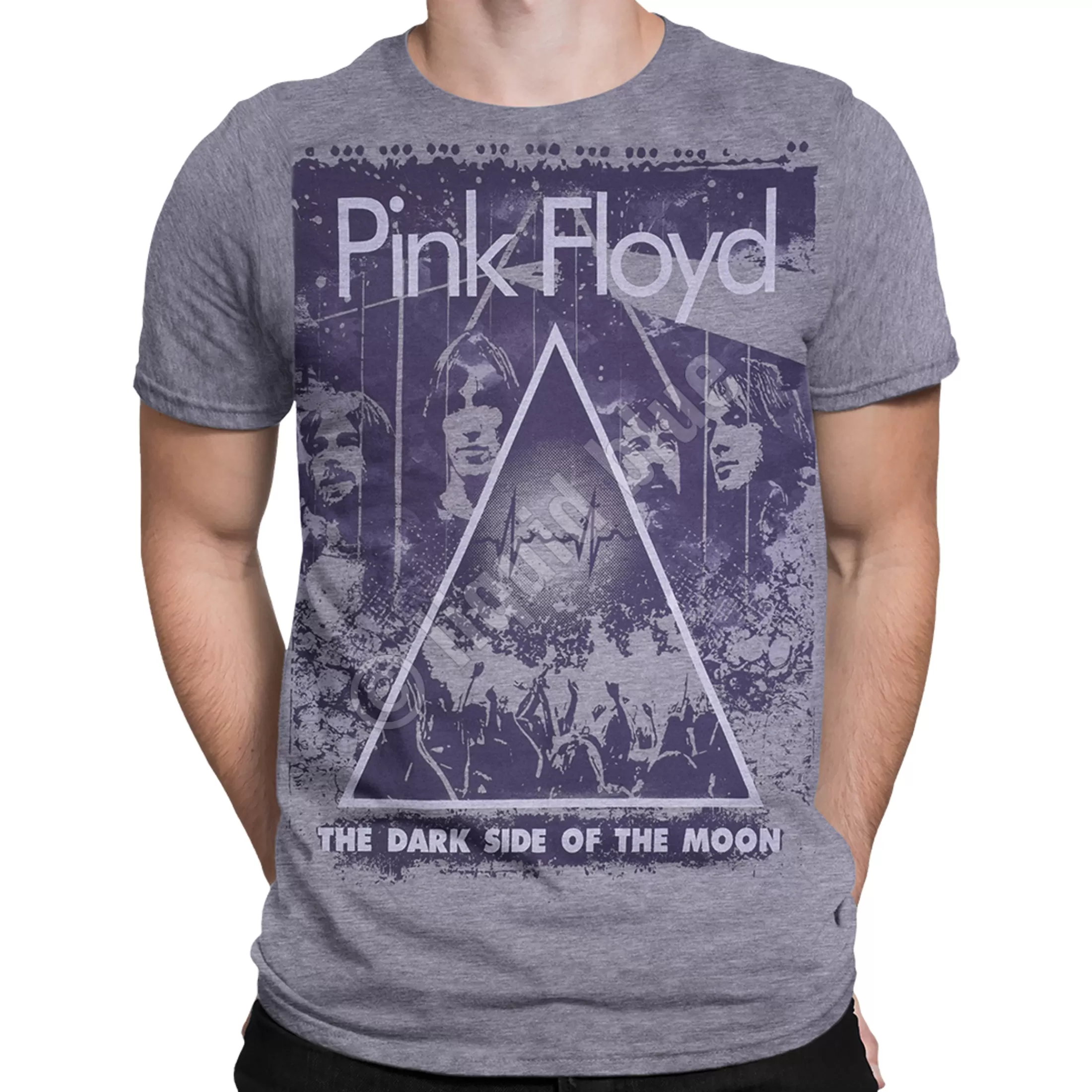 Poly-Cotton T-Shirt | Pink Floyd<Liquid Blue Pink Floyd Live Heather Grey Poly-Cotton T-Shirt