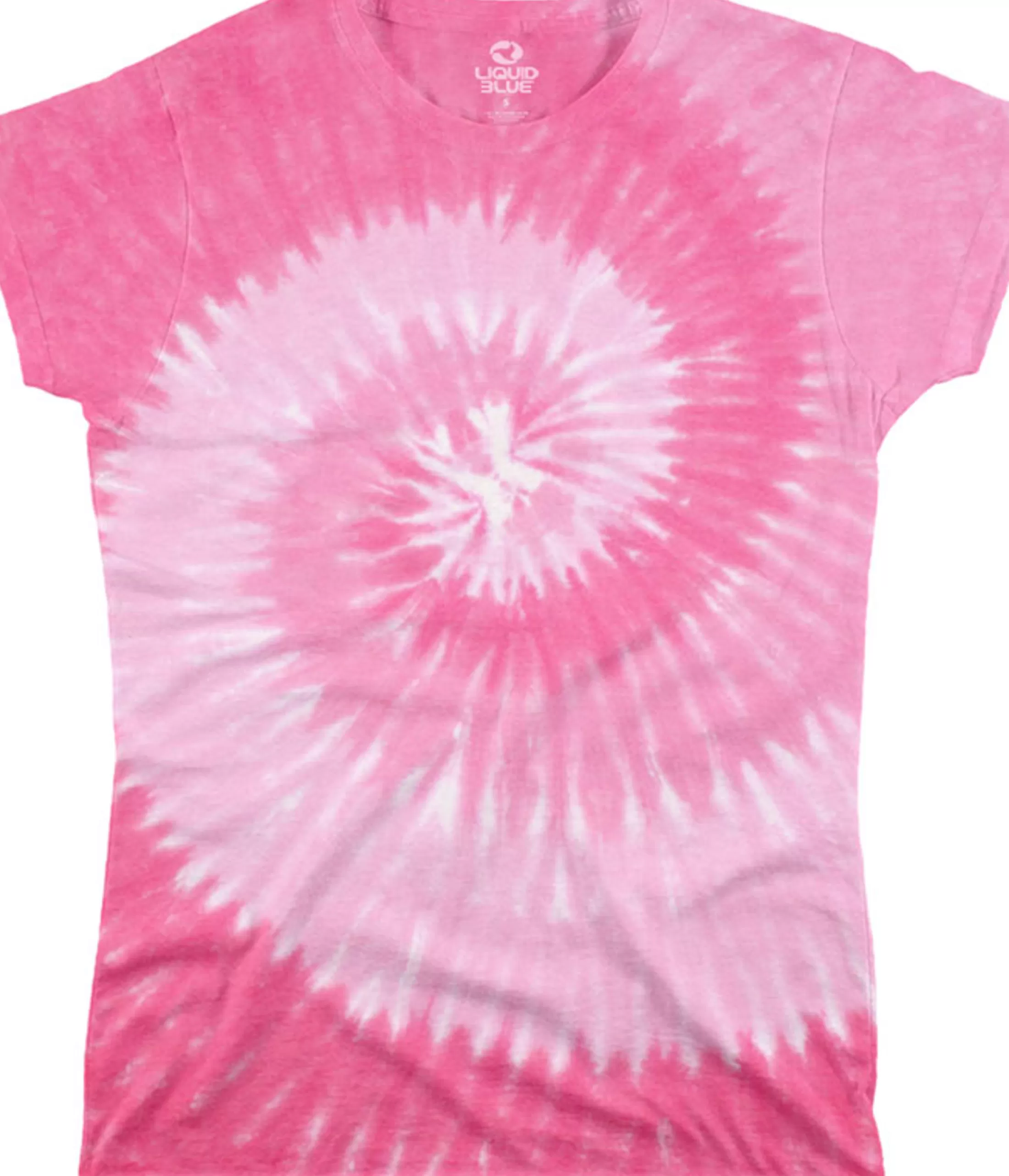 Juniors Unprinted Tie-Dyes | Juniors Long Length<Liquid Blue Pink Spiral Unprinted Juniors Long Length Tie-Dye T-Shirt