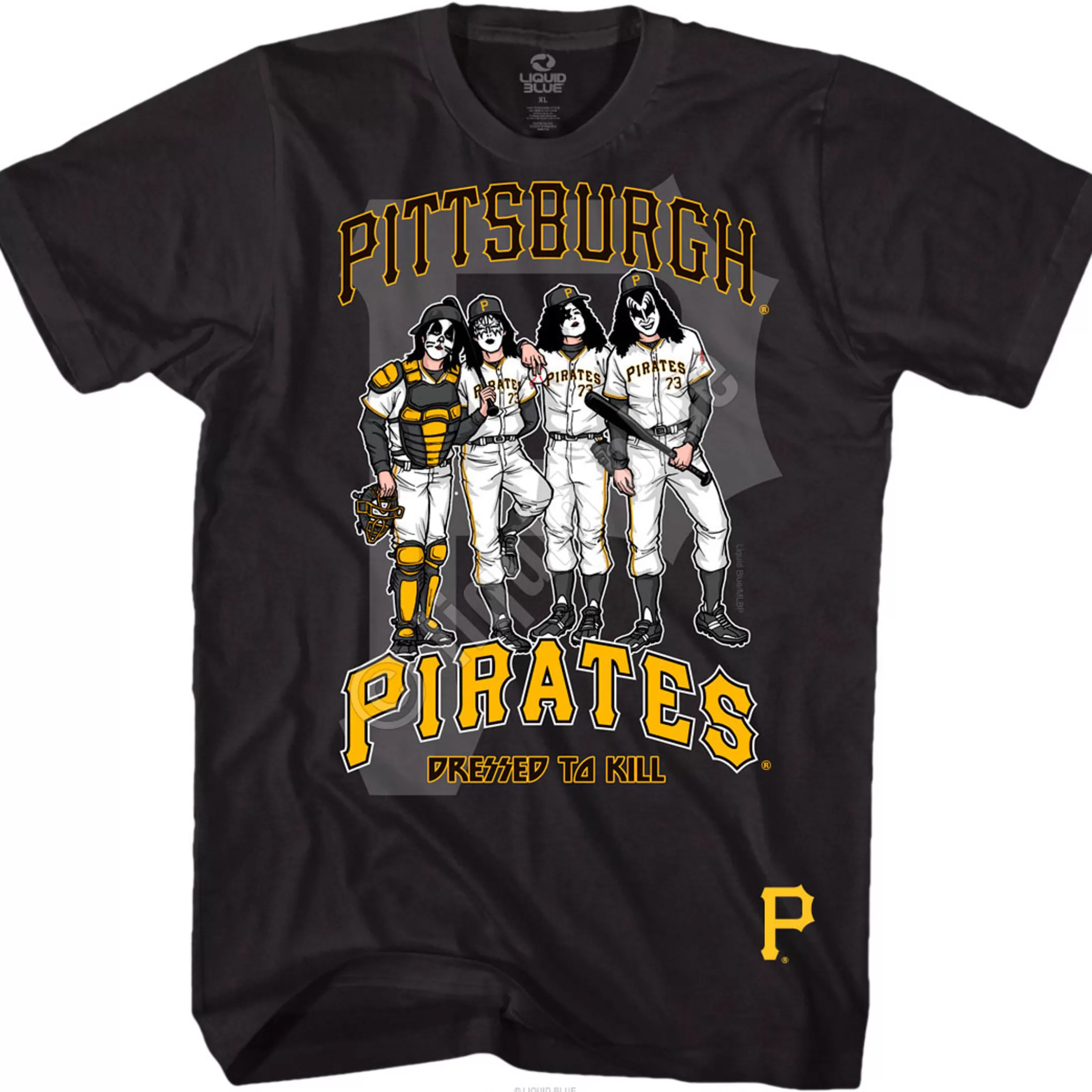 T-Shirt | Pittsburgh Pirates<Liquid Blue Pittsburgh Pirates Dressed to Kill Black T-Shirt