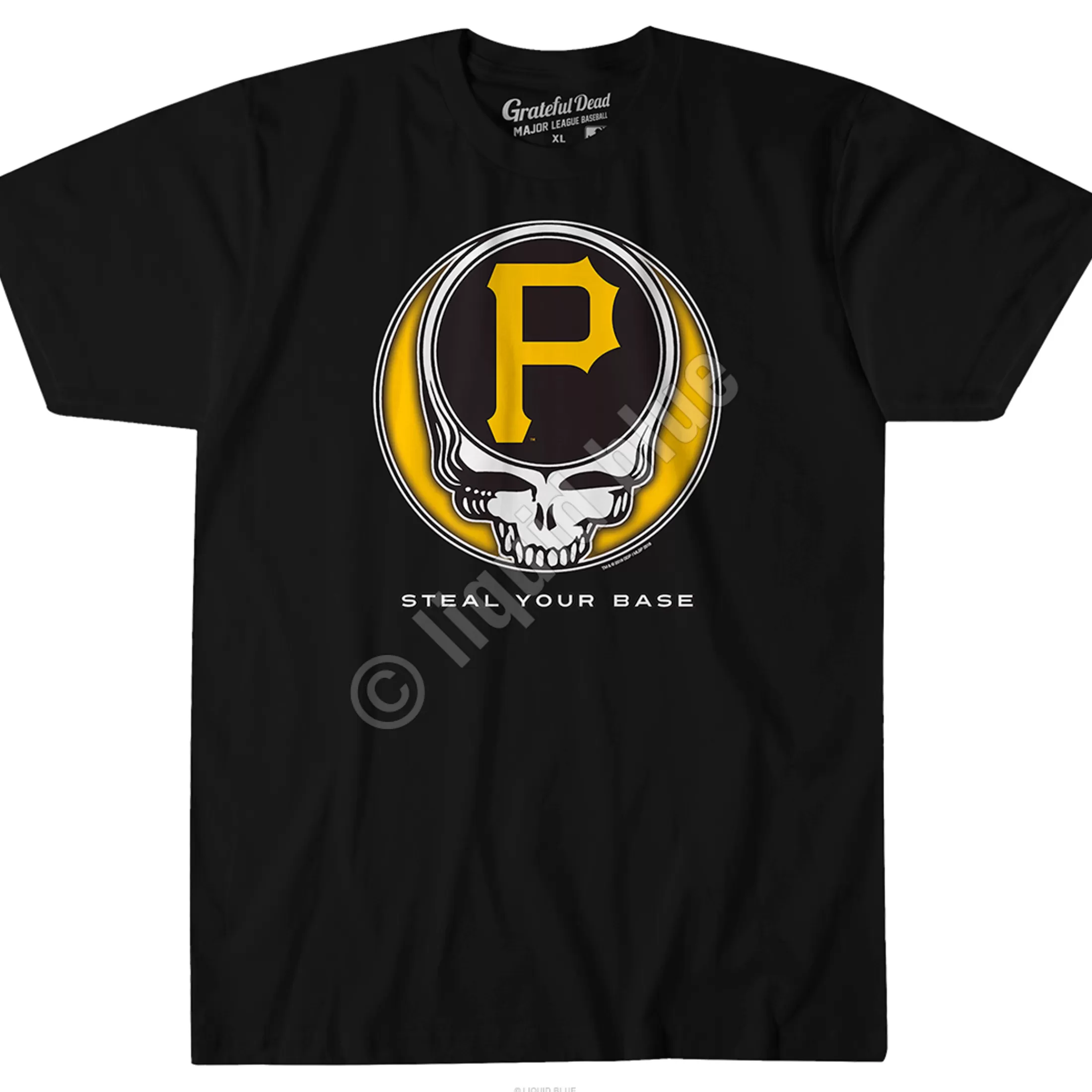 Athletic T-Shirt | Pittsburgh Pirates<Liquid Blue Pittsburgh Pirates Steal Your Base Black Athletic T-Shirt