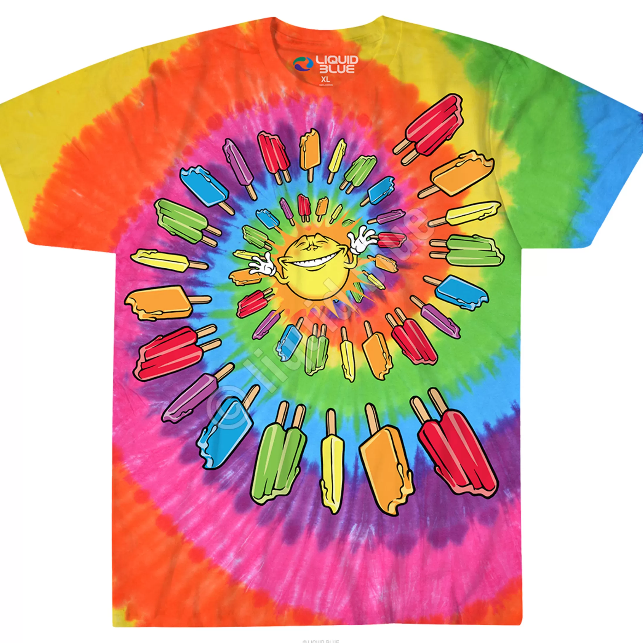 T-Shirt | Food<Liquid Blue Popsicle Spiral Tie-Dye T-Shirt