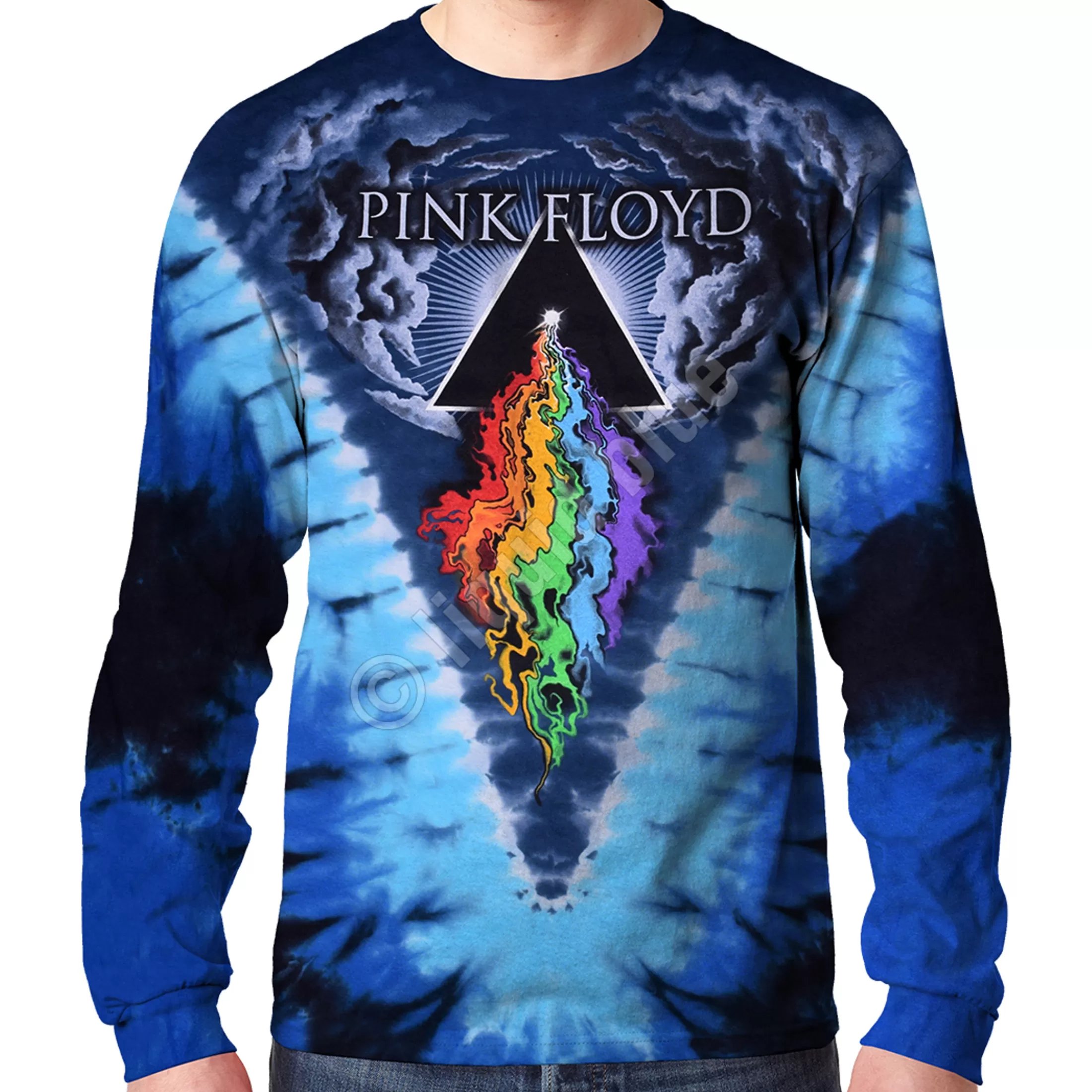 Long Sleeve | Pink Floyd<Liquid Blue Prism River Tie-Dye Long Sleeve T-Shirt