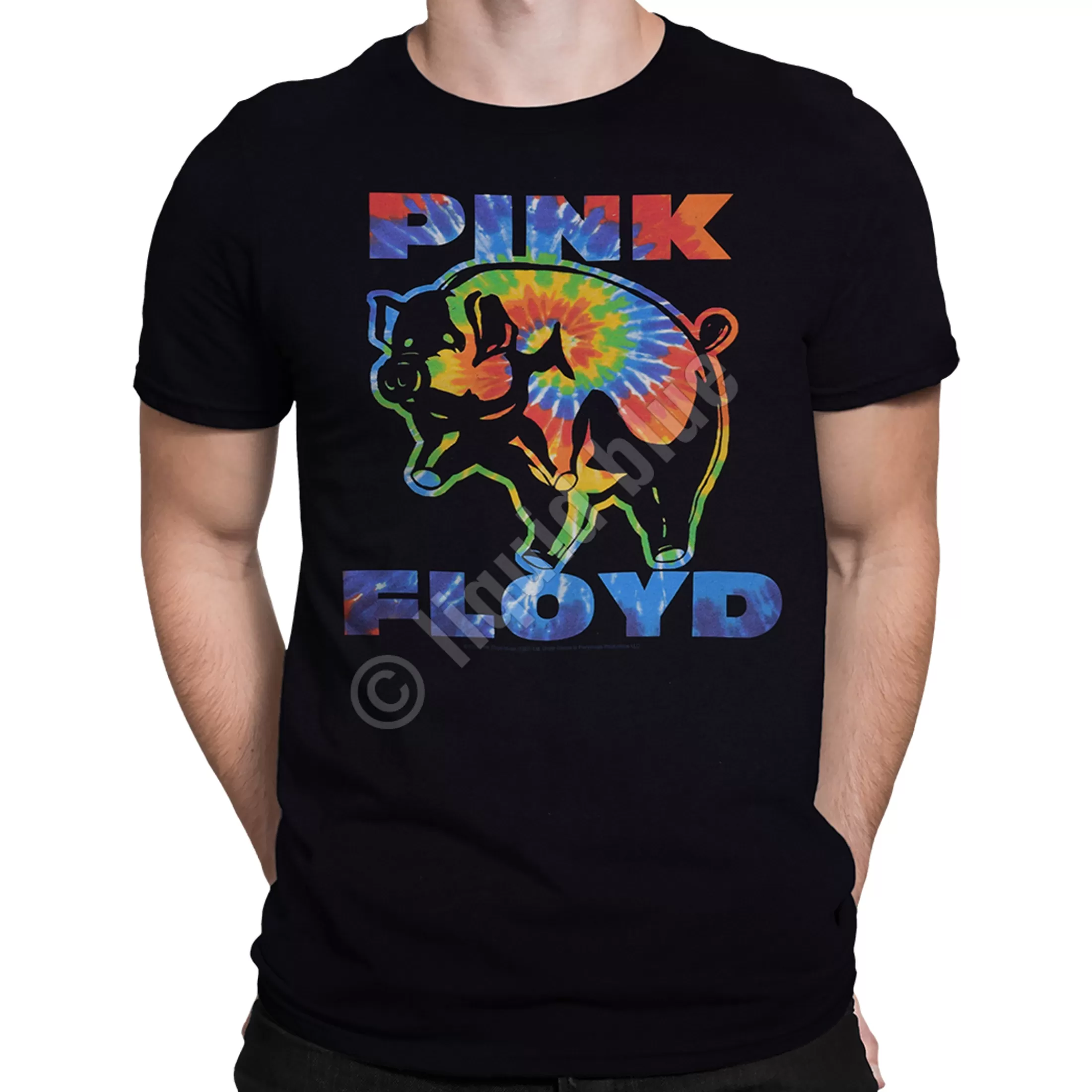 T-Shirt | Pink Floyd<Liquid Blue Psychedelic Pig Black T-Shirt