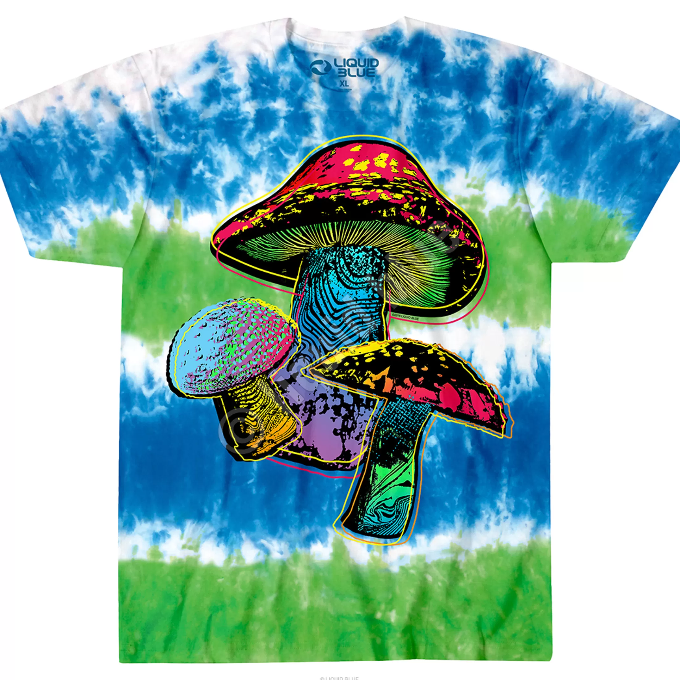 T-Shirt | Light Fantasy<Liquid Blue Psychedelic Shrooms Tie-Dye T-Shirt