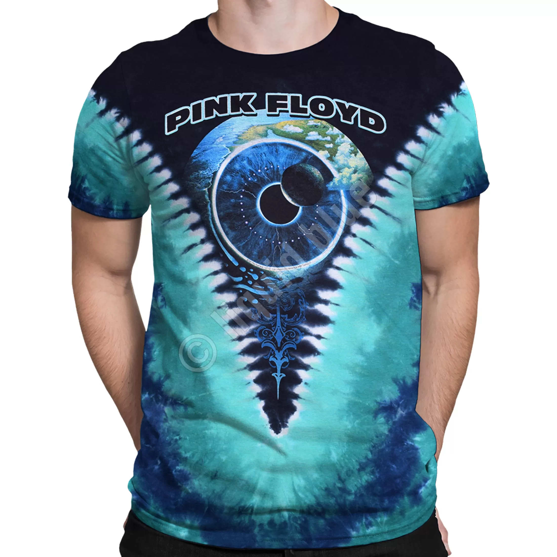 T-Shirt | Pink Floyd<Liquid Blue Pulse V Tie-Dye T-Shirt